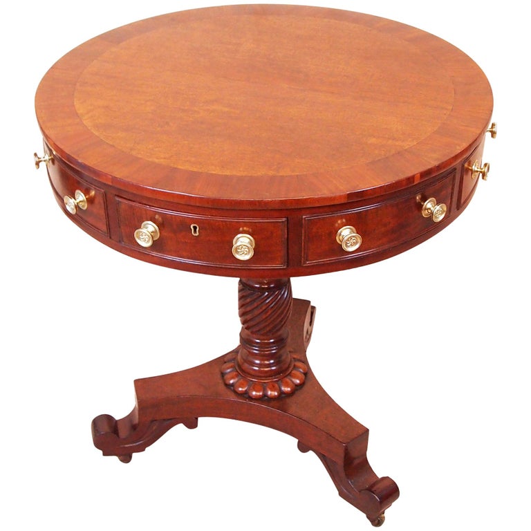 Small Late Regency Mahogany Antique Drum Table at 1stDibs