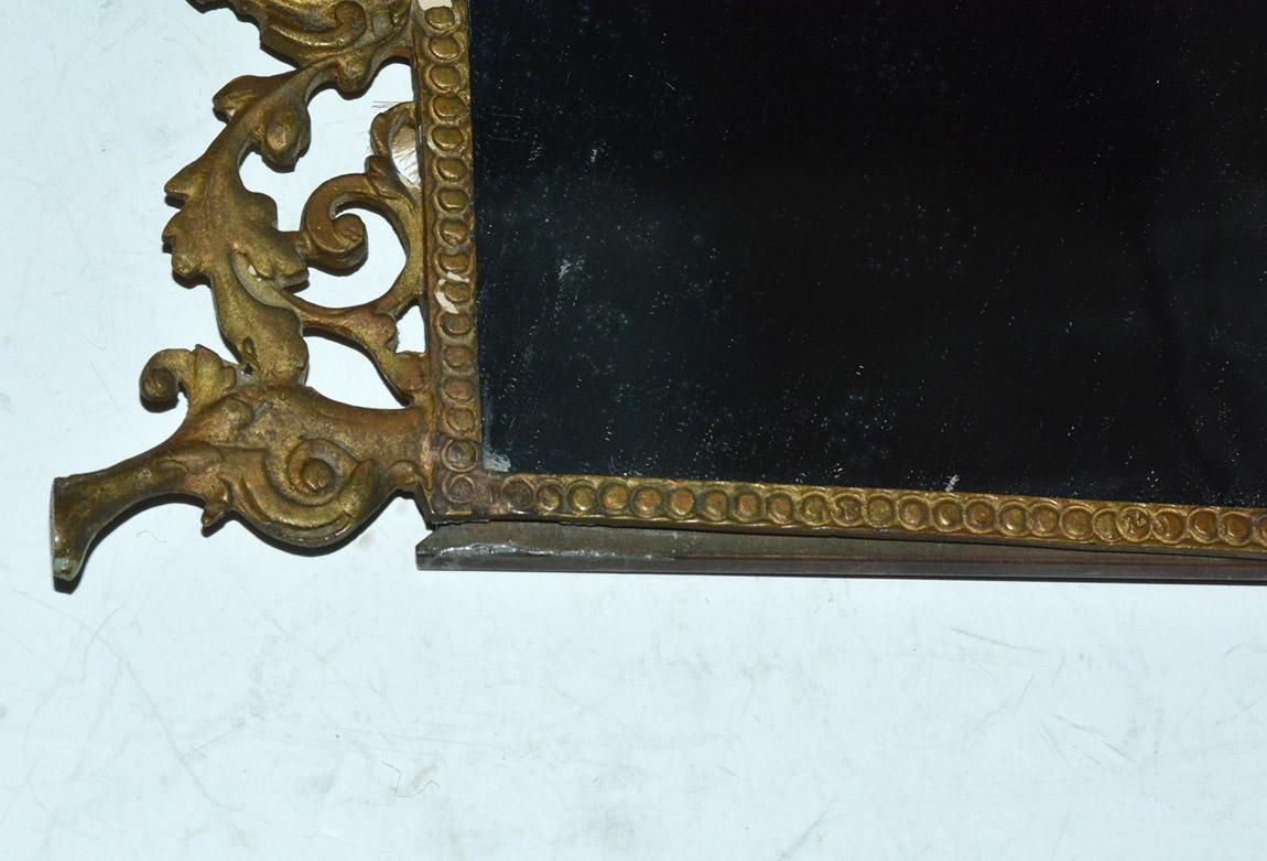 American Small Late Victorian Cast Gilt Metal Mirror For Sale