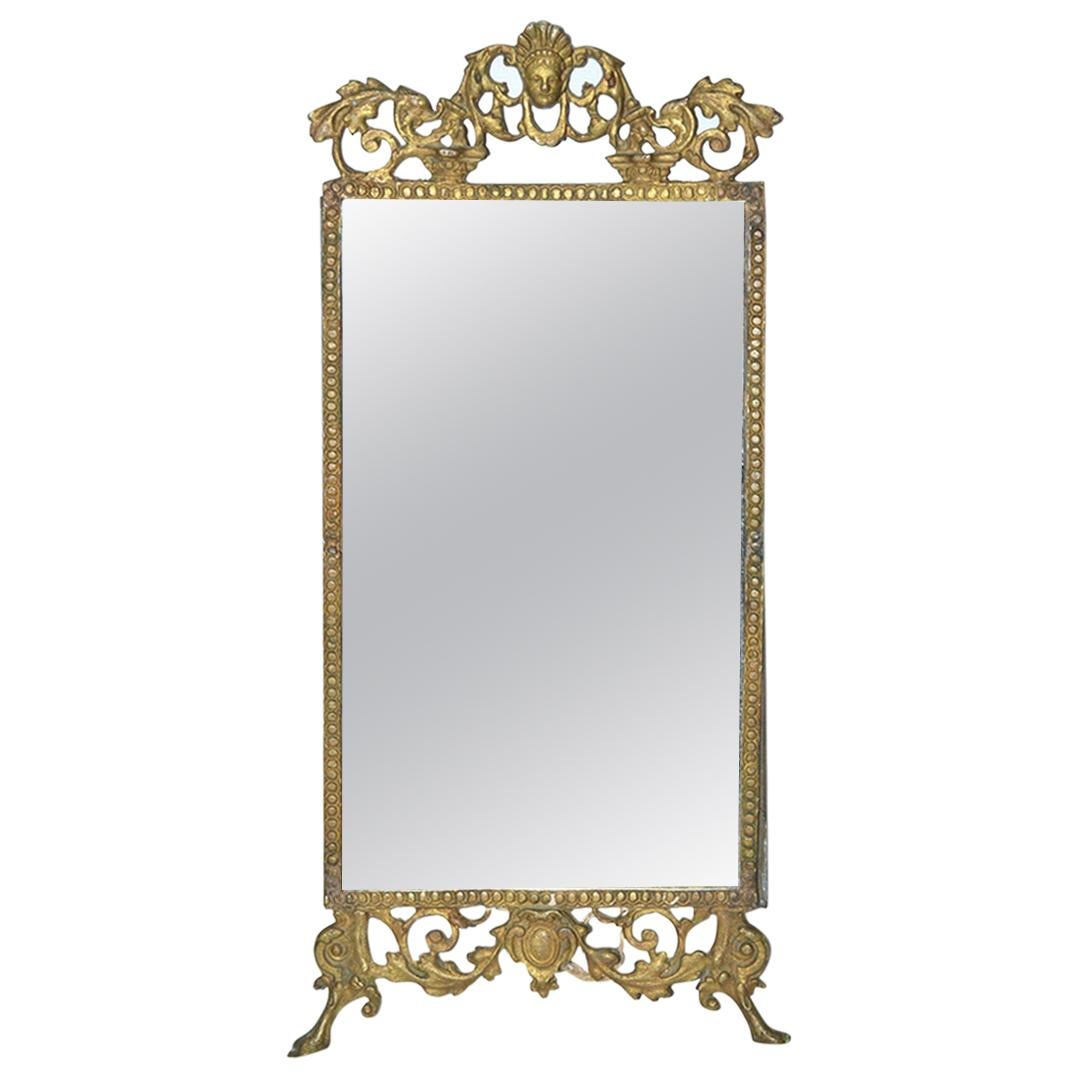 Small Late Victorian Cast Gilt Metal Mirror