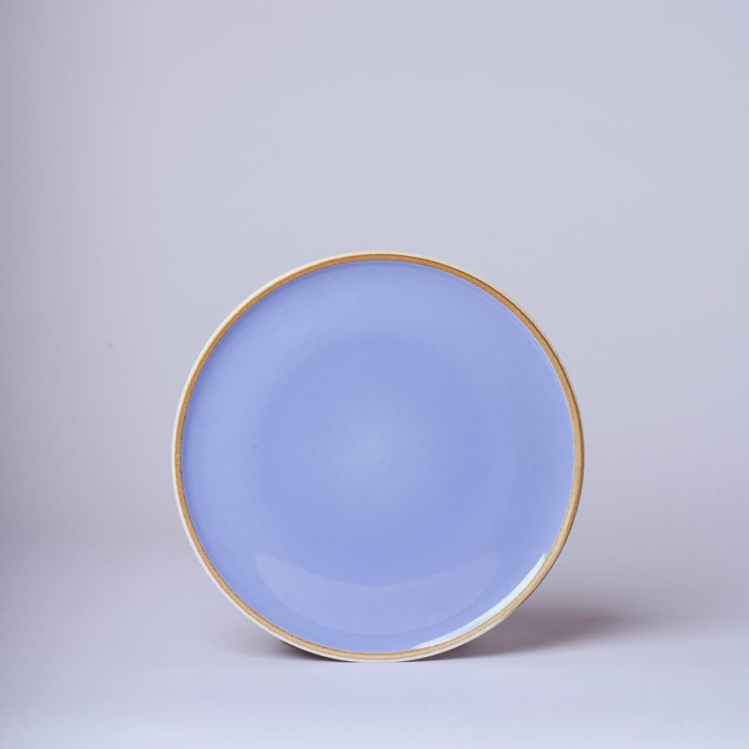 Chinese Small Lavender Glazed Porcelain Hermit Plate with Rustic Rim