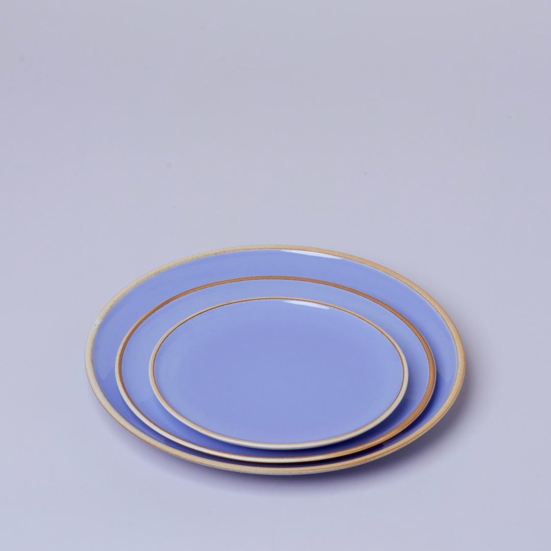 Molded Small Lavender Glazed Porcelain Hermit Plate with Rustic Rim