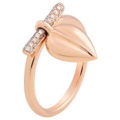 Small Lazarus 18 Karat Gold and Diamond Charm Ring