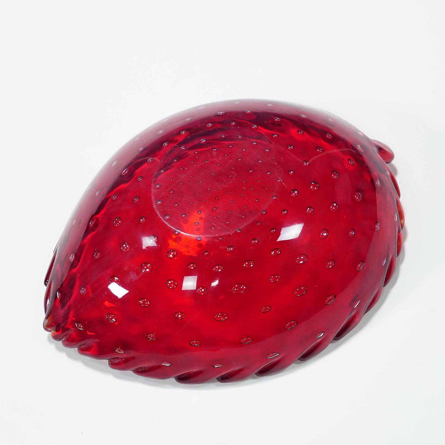 Verre d'art Petit bol à feuilles de Tyra Lundgren pour Venini en vente