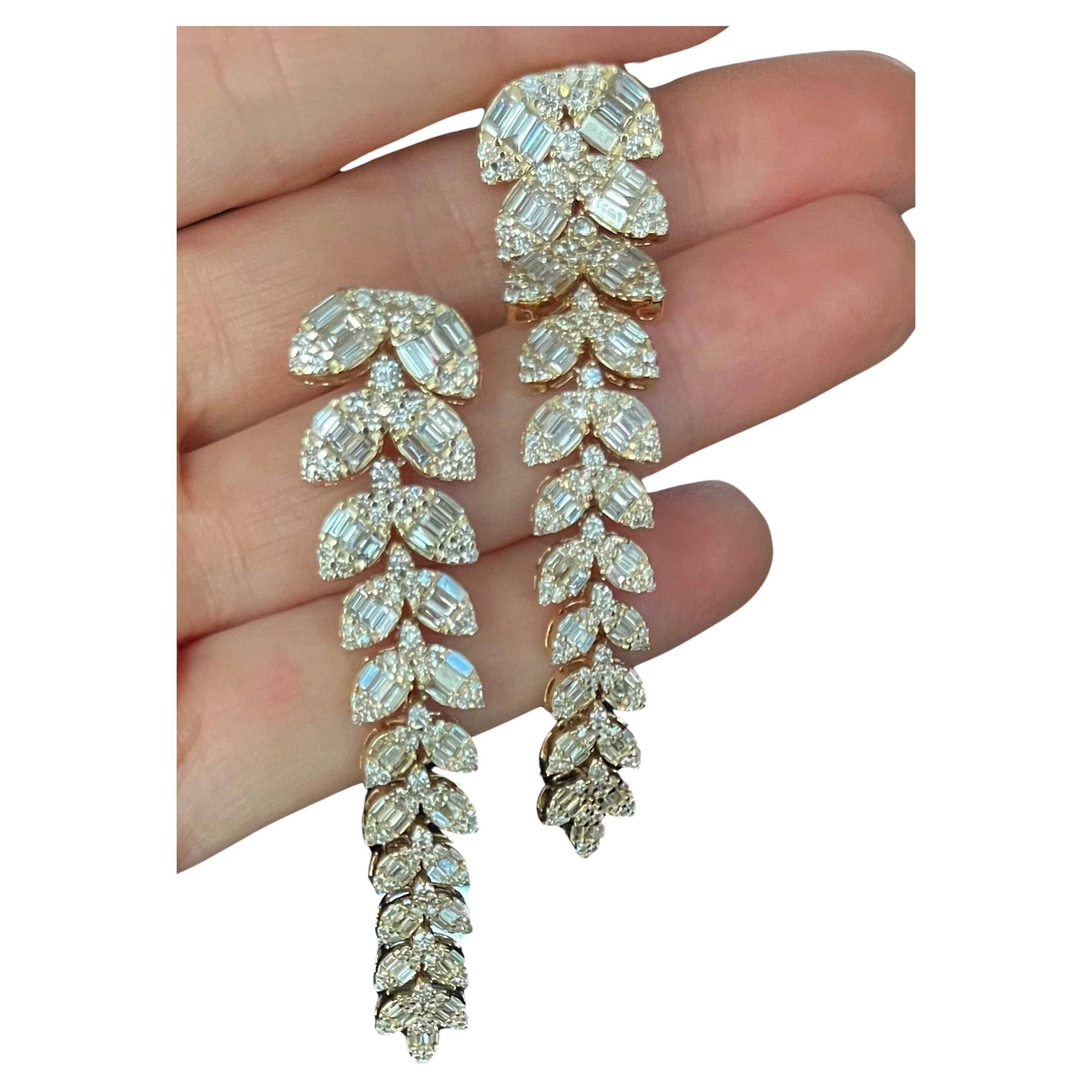 Small Leaf Long Drop Earrings For Sale