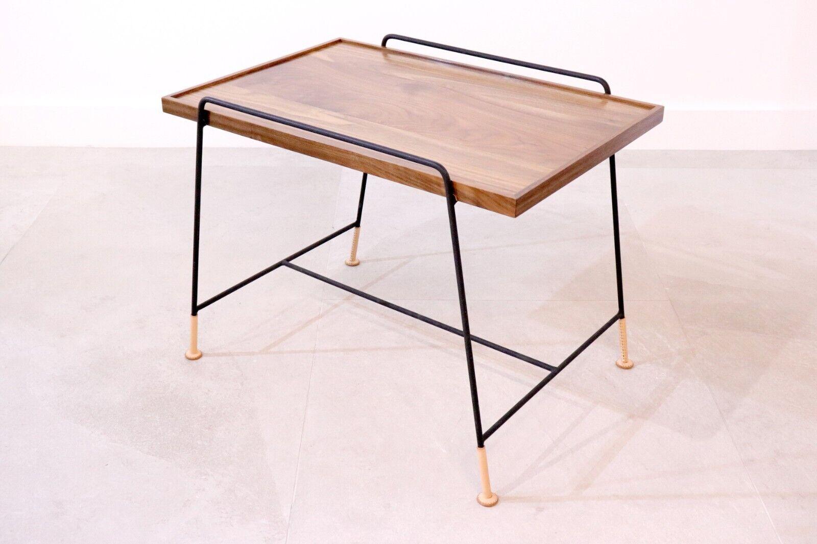 Mid-Century Modern Small Leather and Walnut Reversible Games Table For Sale