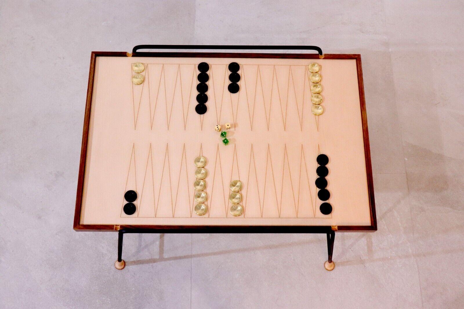 Contemporary Small Leather and Walnut Reversible Games Table For Sale