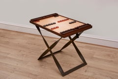 Small Leather and Walnut Reversible Games Table