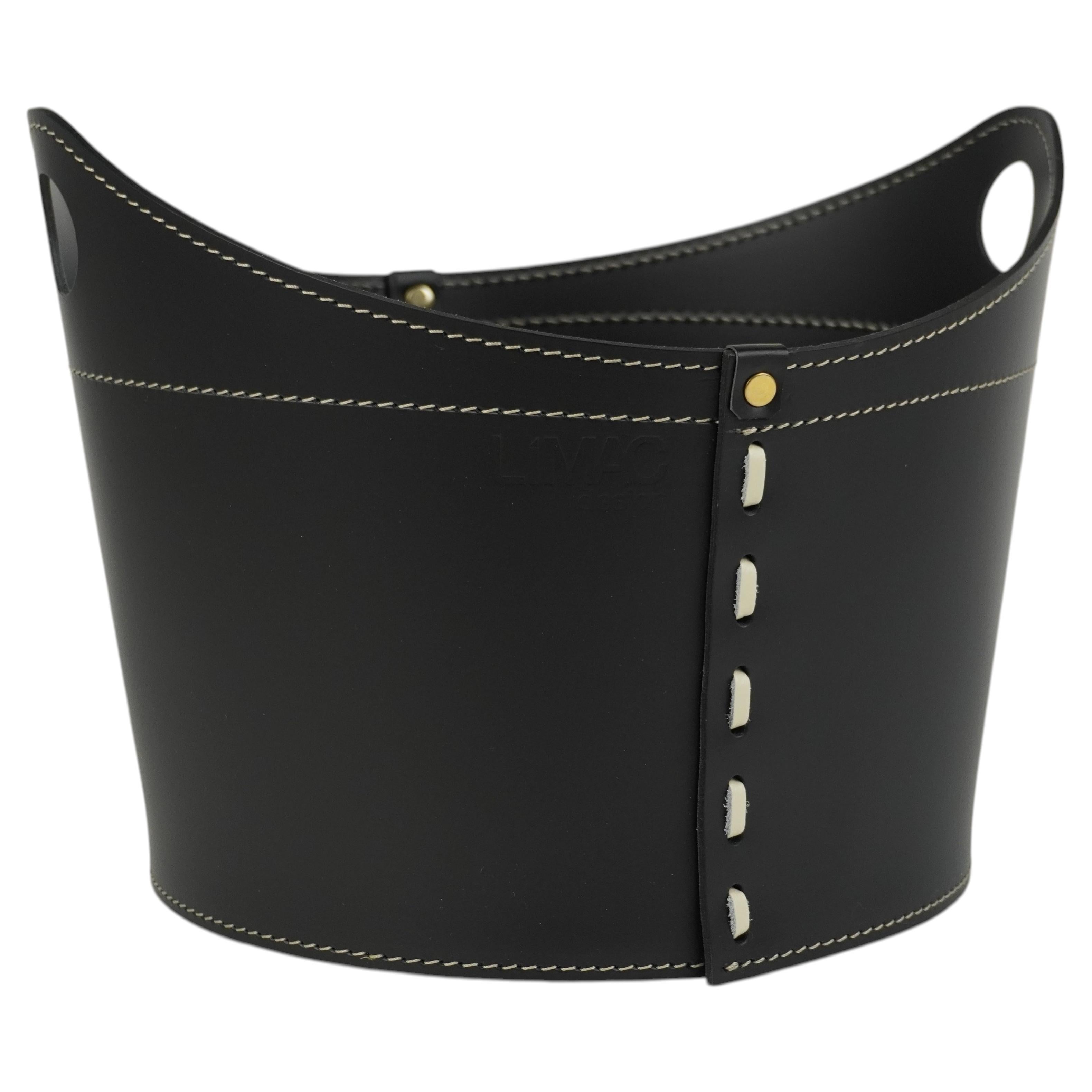 Handmade Small Leather Basket ARAMIS by Limac Design, Modern Style