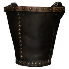 Antique Small Leather Coal Bucket