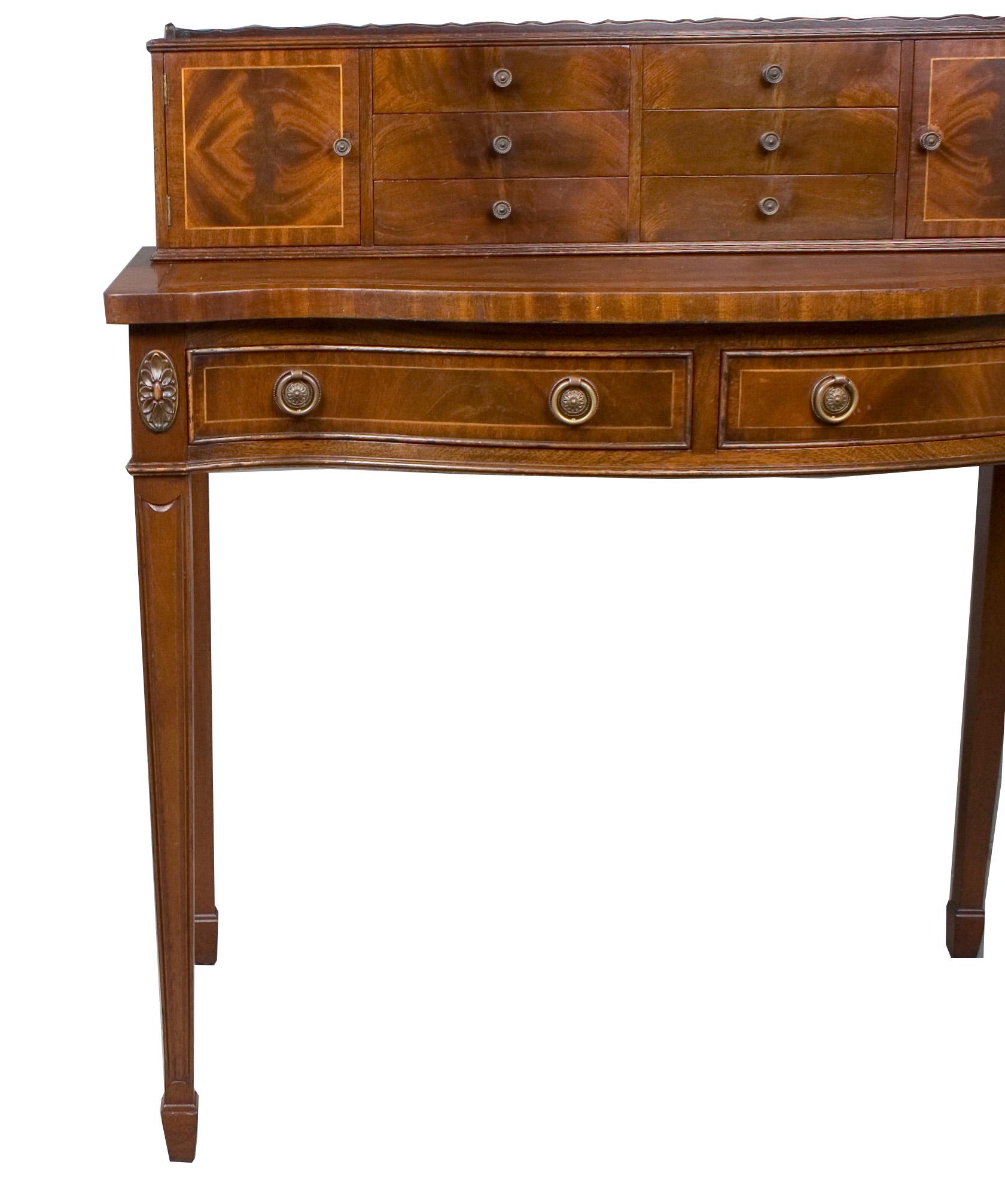 English Small Leather Top High Writing Desk on Legs For Sale