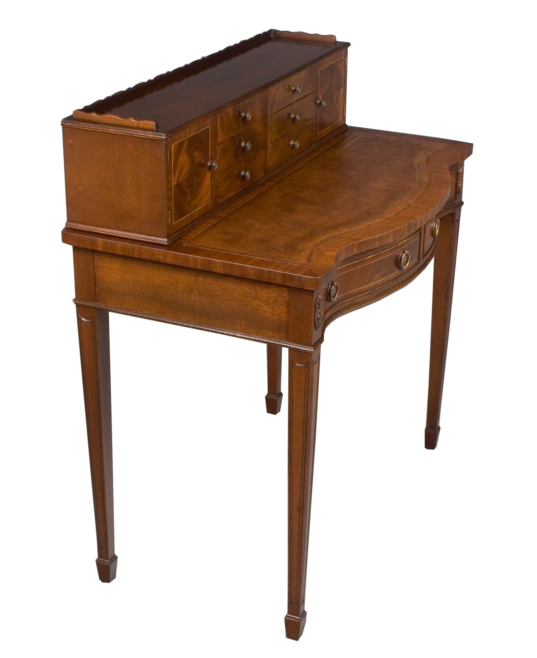 Small Leather Top High Writing Desk on Legs For Sale 1