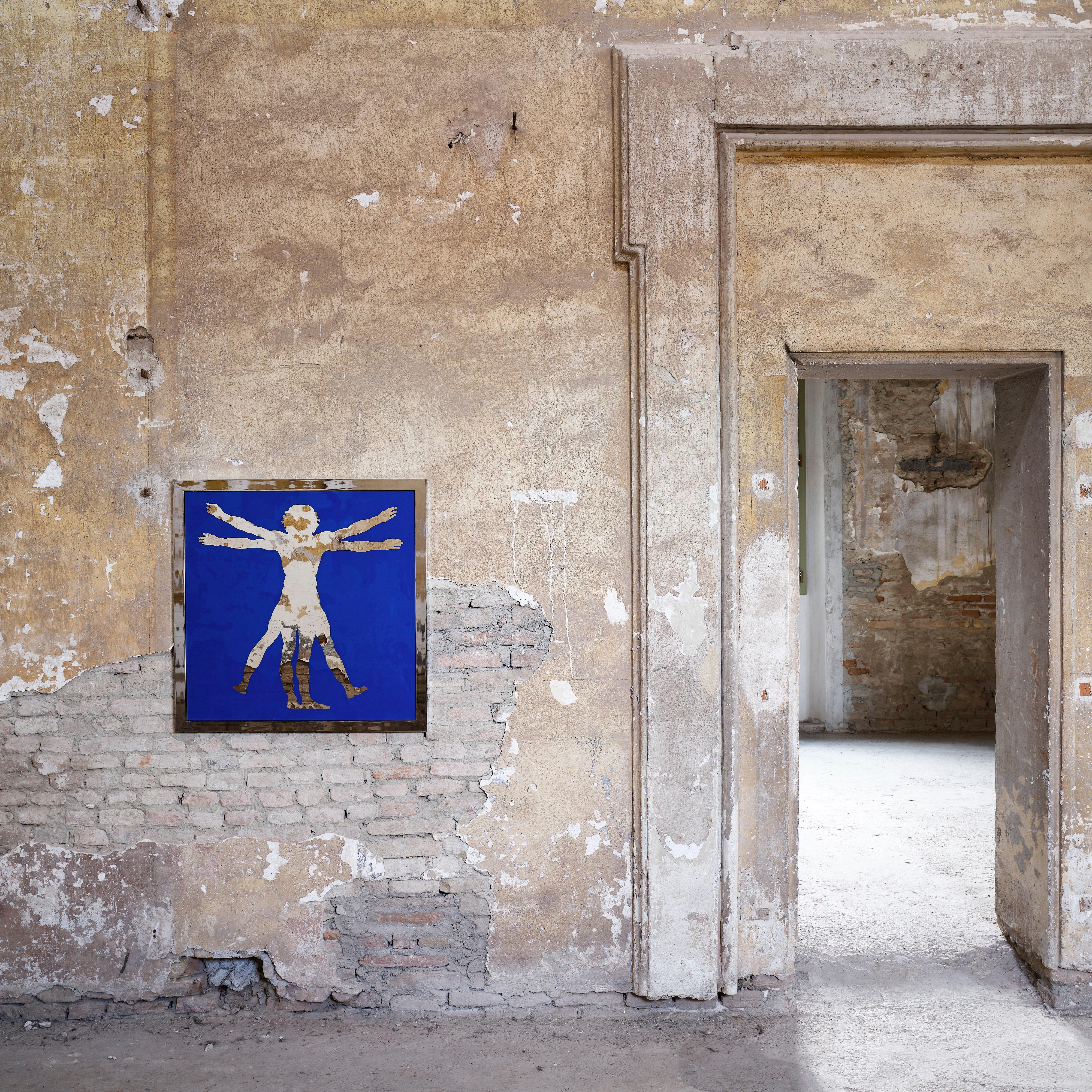 Post-Modern Small Leonardo Da Vinci, The Vitruvian Man, Icon Wall Decoration by Davide Medri For Sale