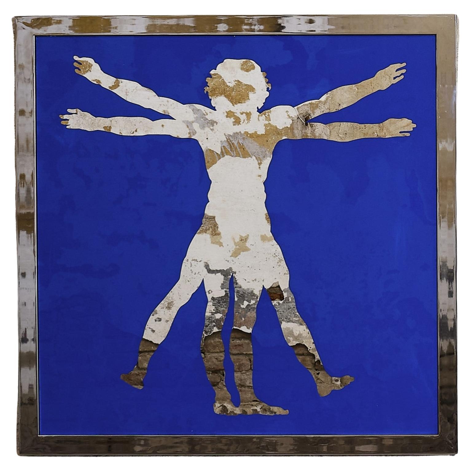 Small Leonardo Da Vinci, The Vitruvian Man, Icon Wall Decoration by Davide Medri For Sale