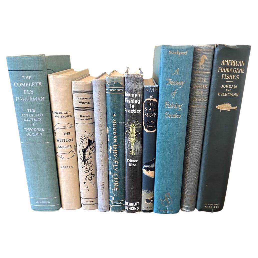 Small Library of Ten Volumes of Vintage Fishing Books Largely First Editions in vendita
