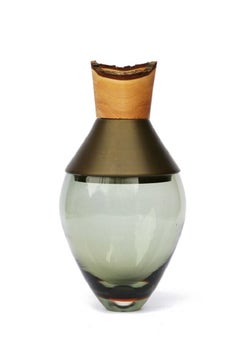 Small Light Blue and Brass Patina India Vessel I, Pia Wüstenberg