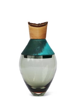 Small Light Blue and Copper Patina India Vessel I, Pia Wüstenberg