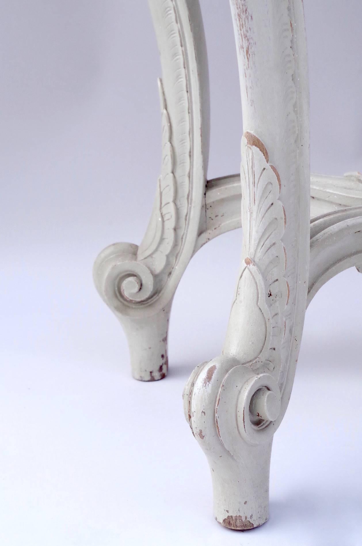 Griotte Marble Small Light Grey Lacquered Louis XV Style Console, circa 1900