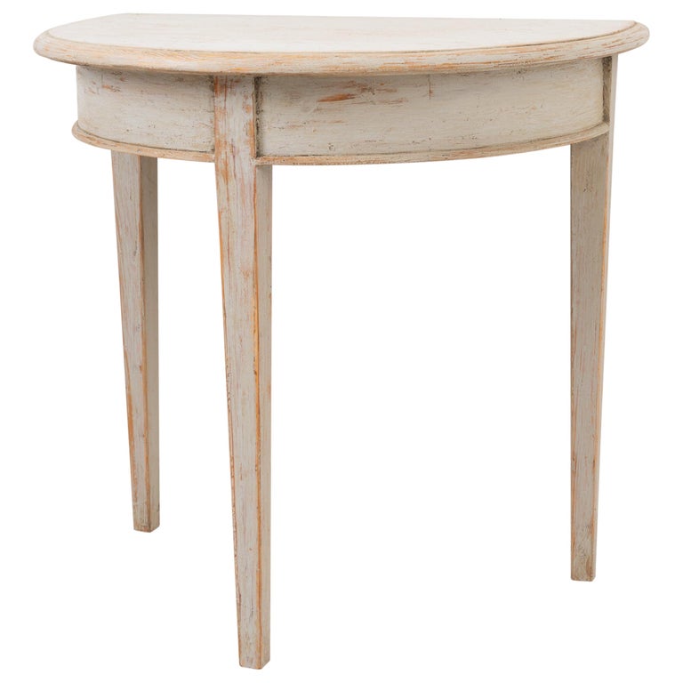 Small Light Grey Swedish Demilune Table At 1stdibs