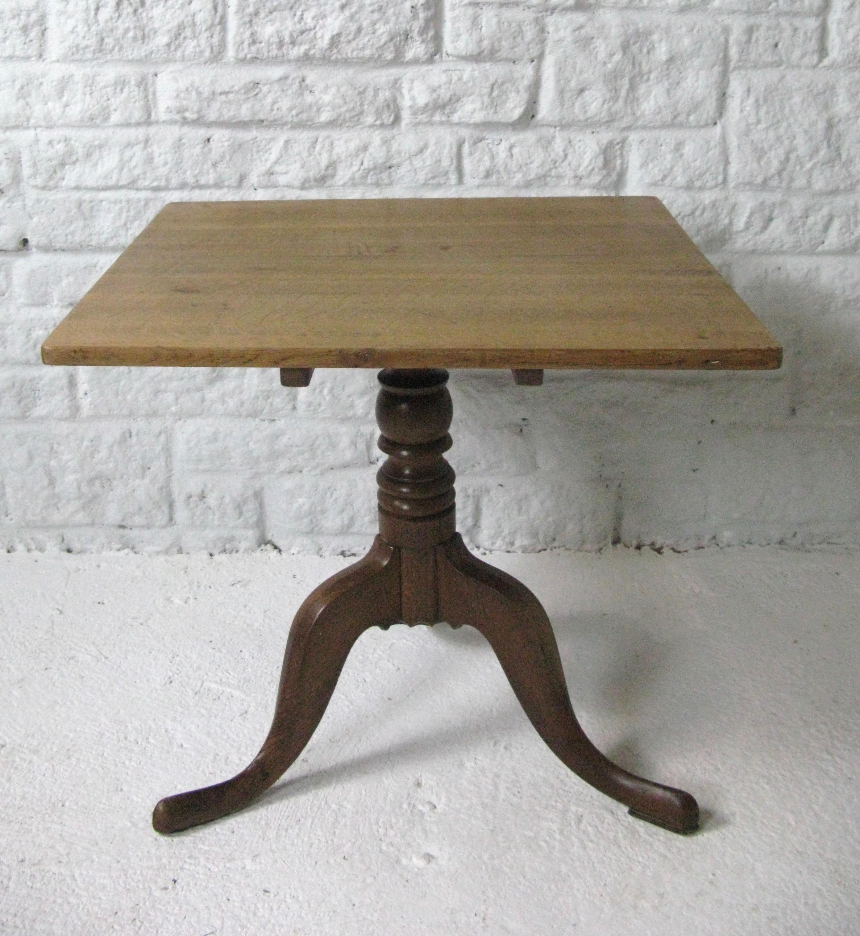 19th Century Small Light Oak Tripod Table, Side Table, Coffee Table, Wine, Victorian, English