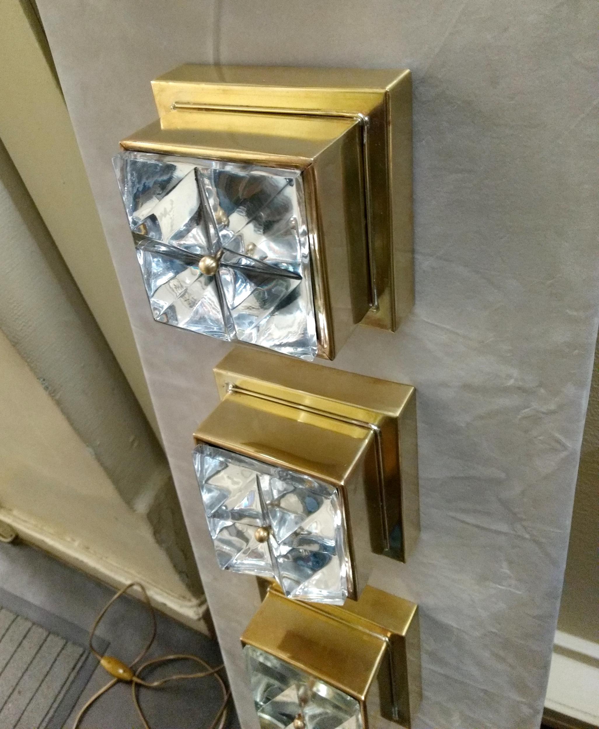 Faceted Small lighting sconces, Croatia, circa 1970 For Sale