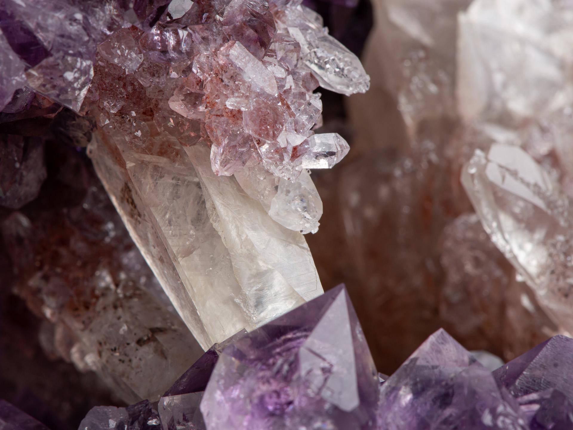 Small Lilac Amethyst Geode with Calcite For Sale 12