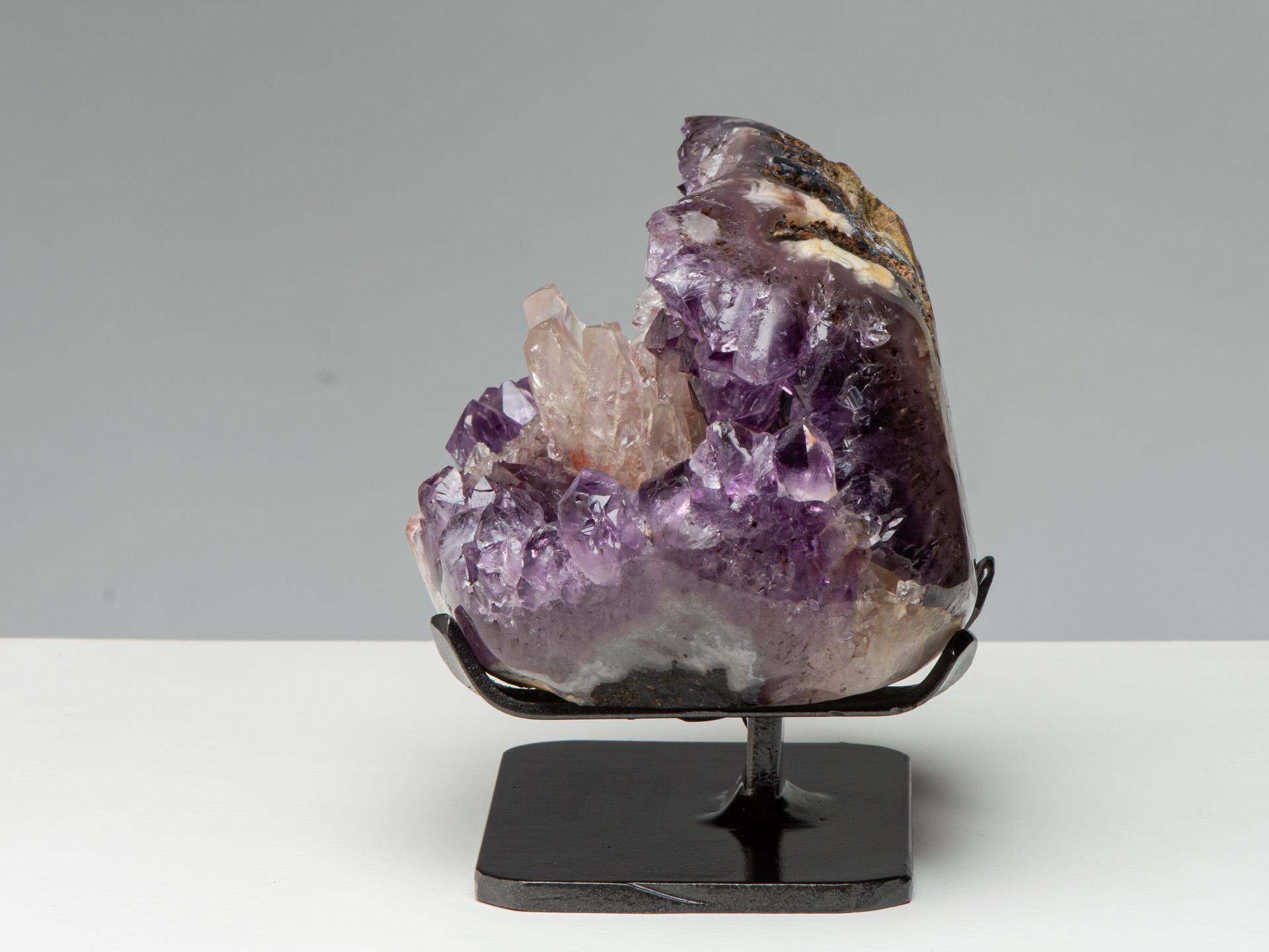 Uruguayan Small Lilac Amethyst Geode with Calcite For Sale