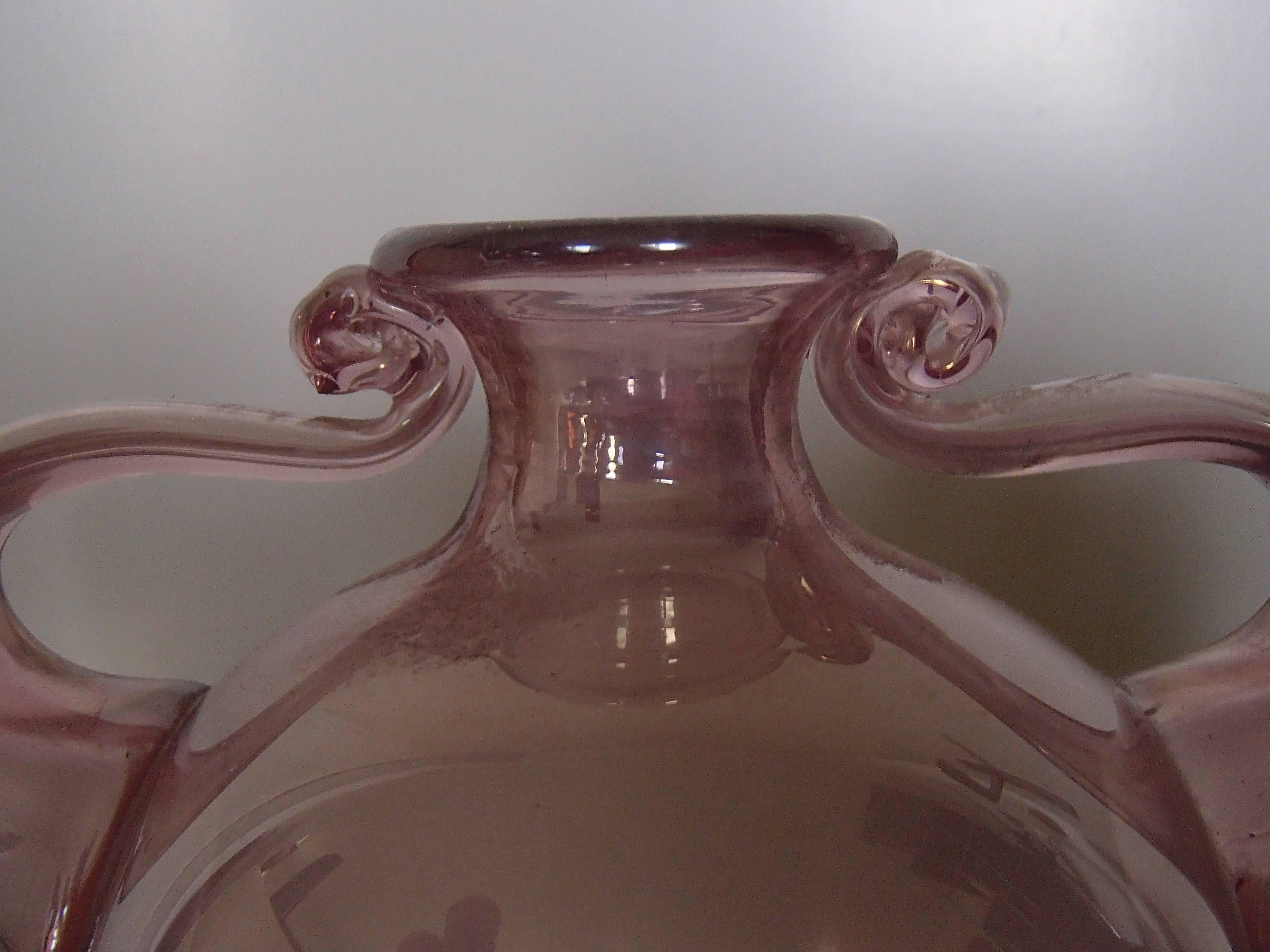 Art Glass Small Lilac Vase like an Amphora For Sale