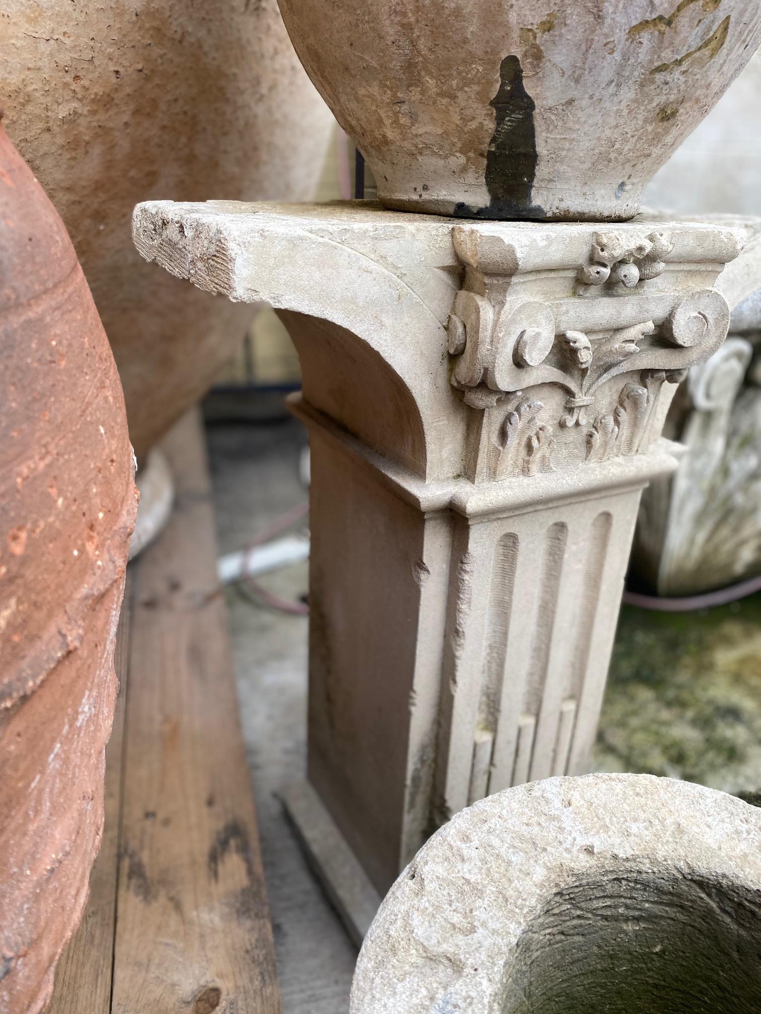 Hand-Carved Small Limestone Base