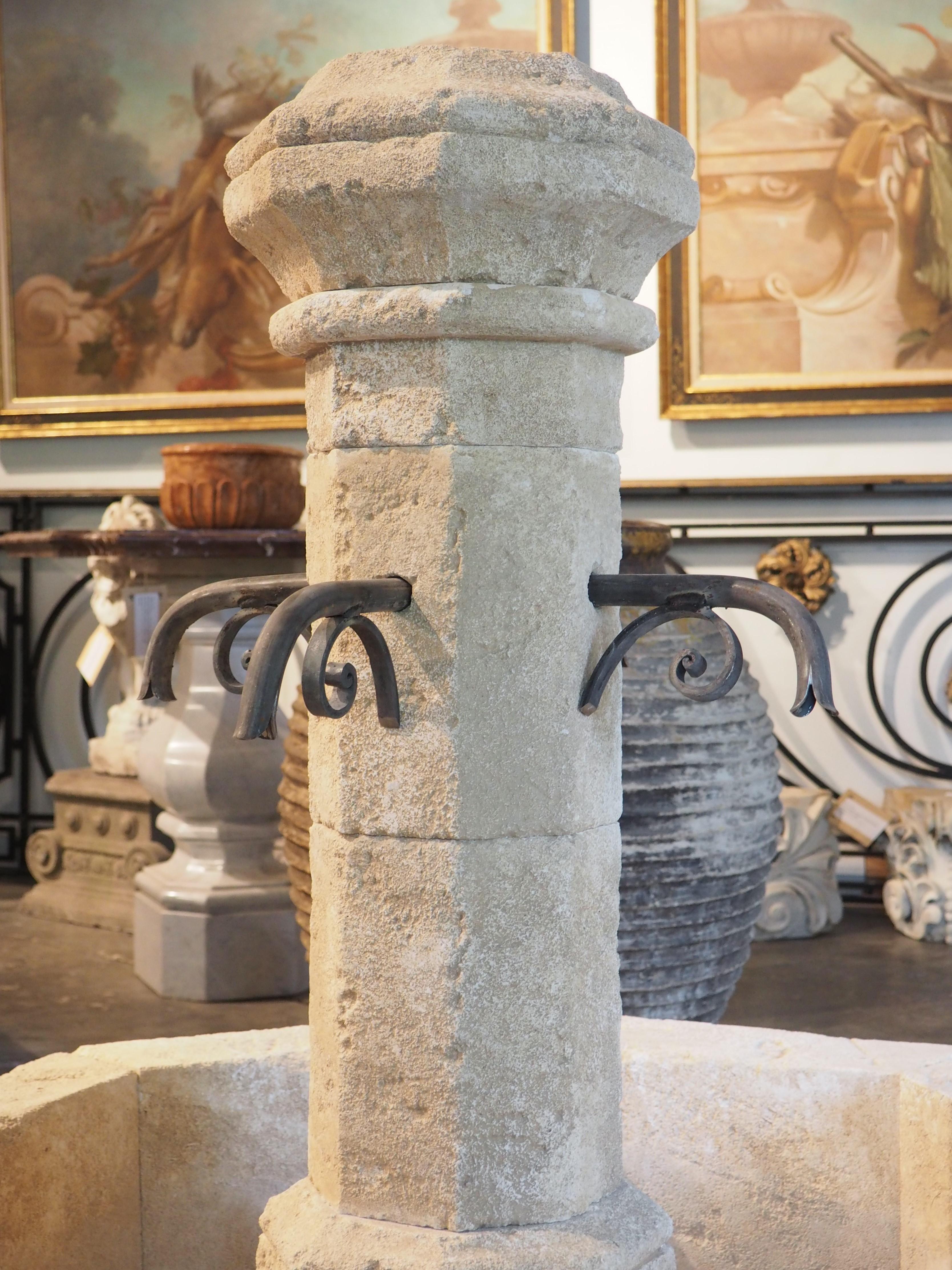 Small Limestone Center Village Fountain from Provence, France 3