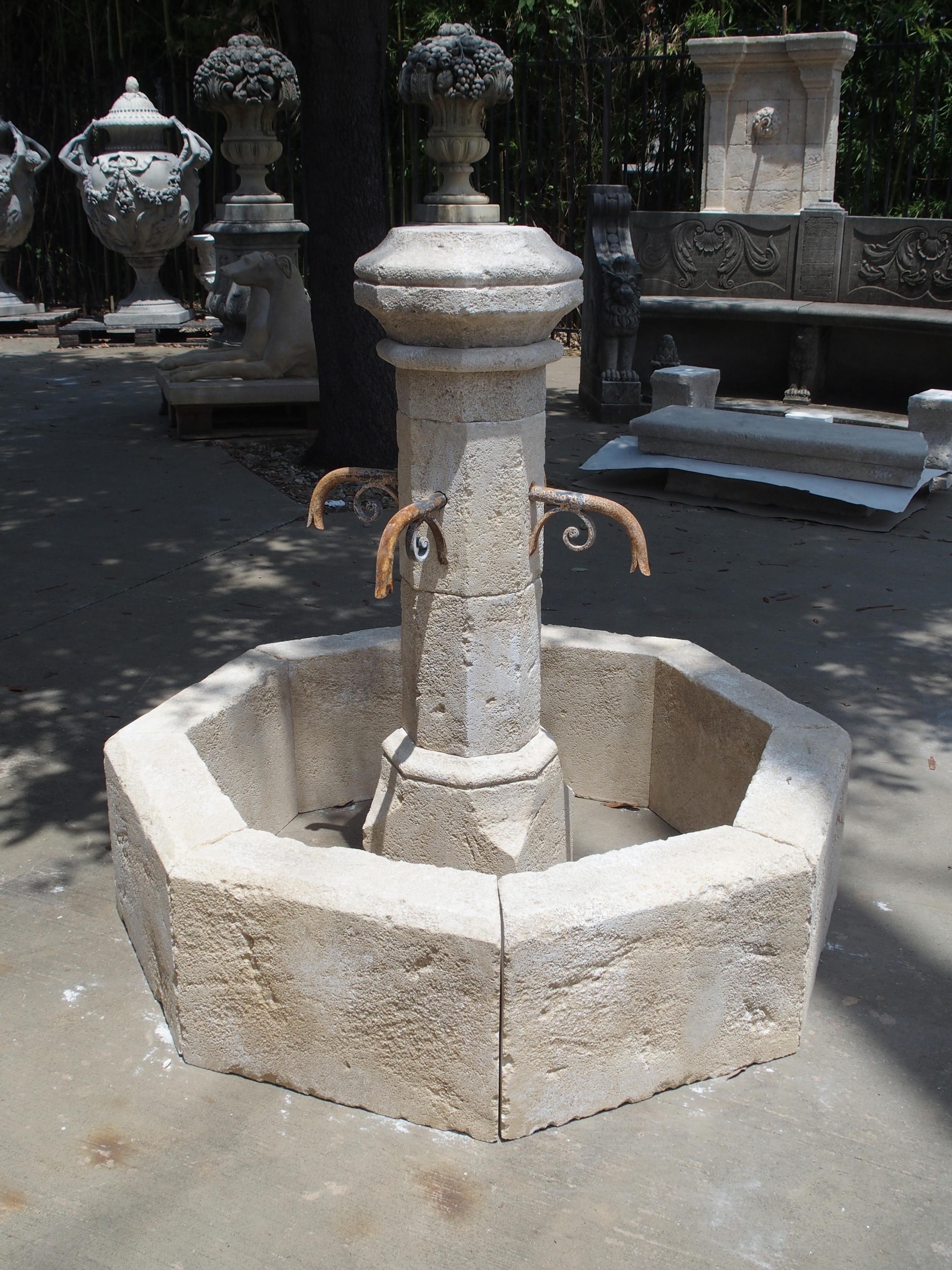 Small Limestone Center Village Fountain from Provence, France 4