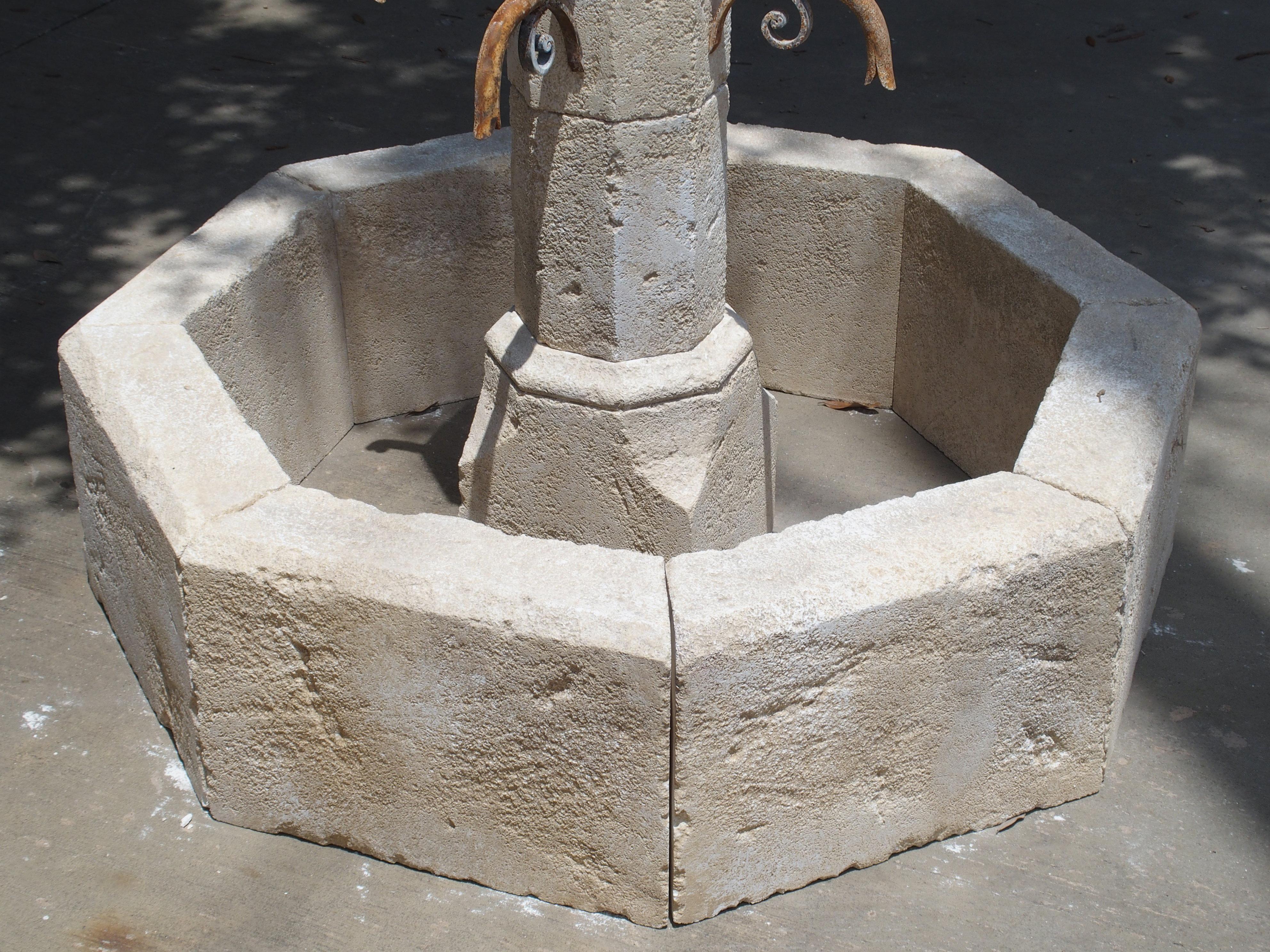 French Small Limestone Center Village Fountain from Provence, France
