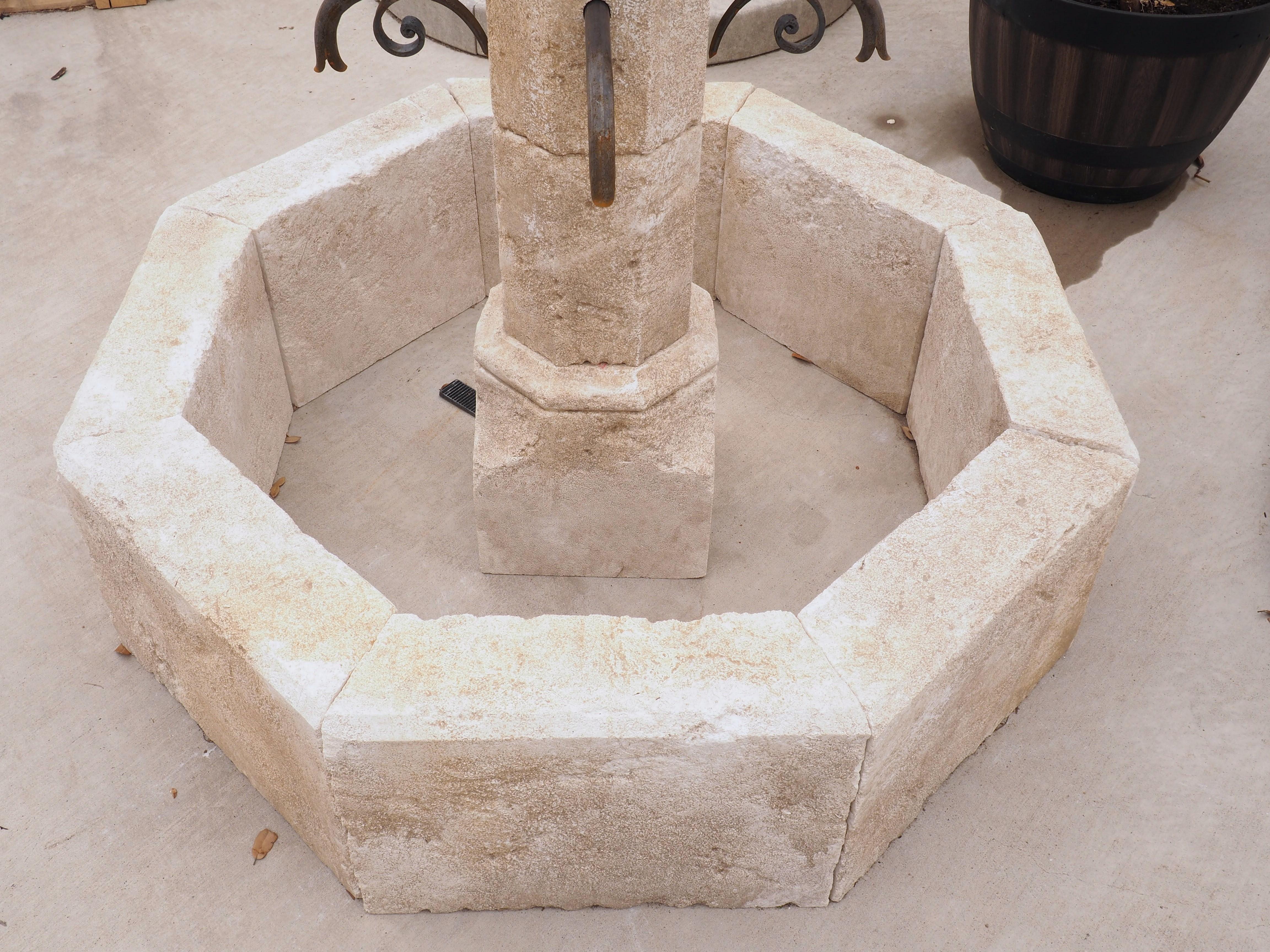 Hand-Carved Small Limestone Center Village Fountain from Provence, France