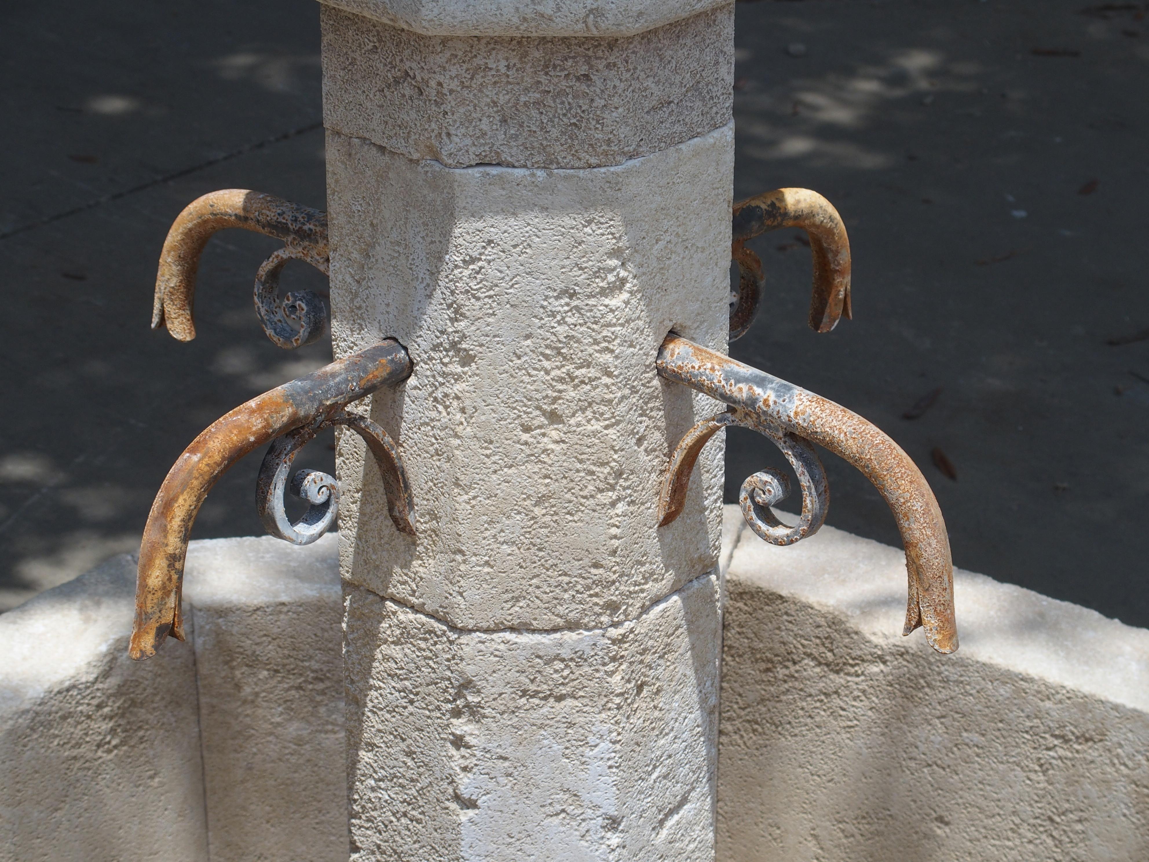 Hand-Carved Small Limestone Center Village Fountain from Provence, France