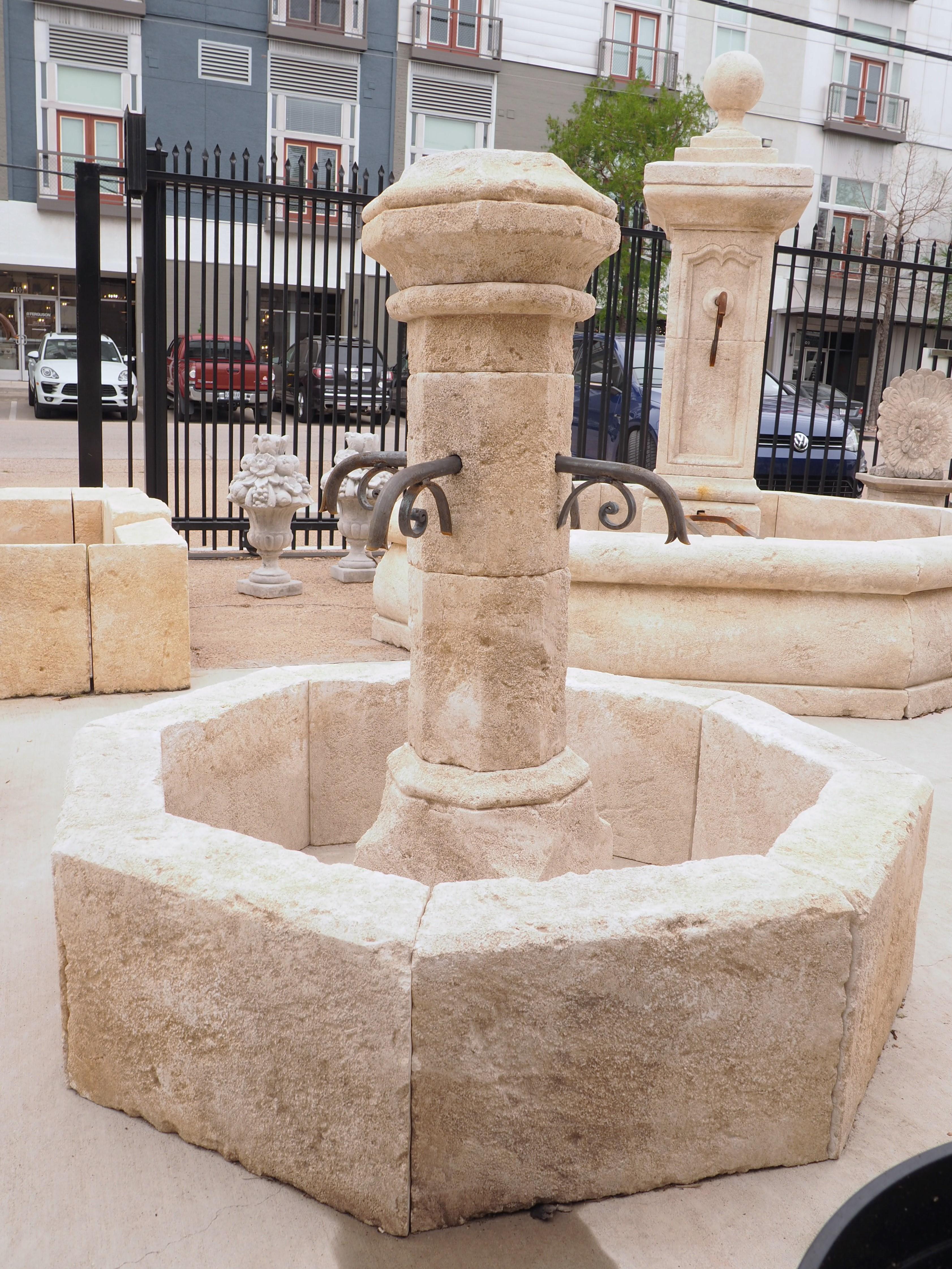 Contemporary Small Limestone Center Village Fountain from Provence, France