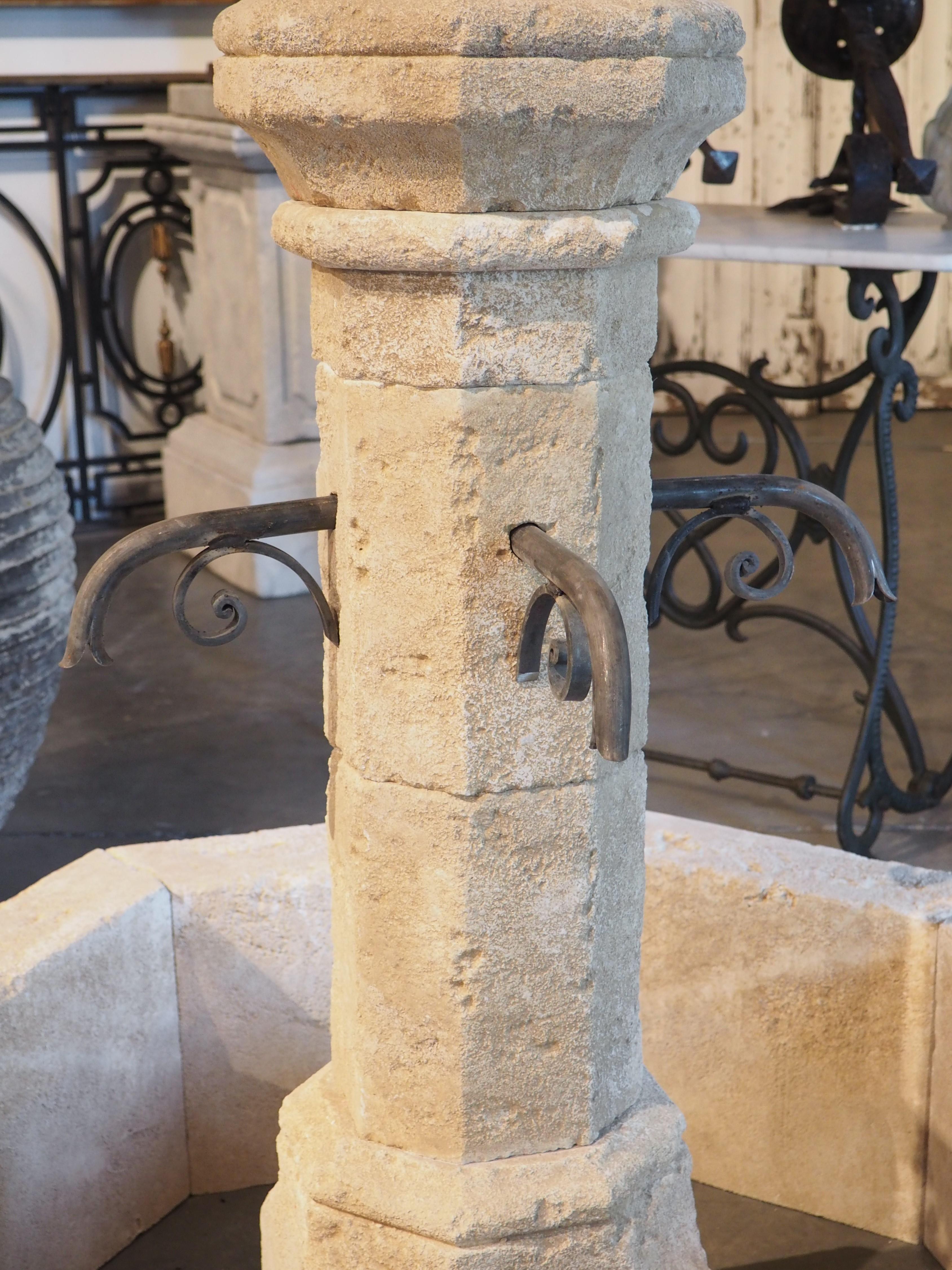 Contemporary Small Limestone Center Village Fountain from Provence, France