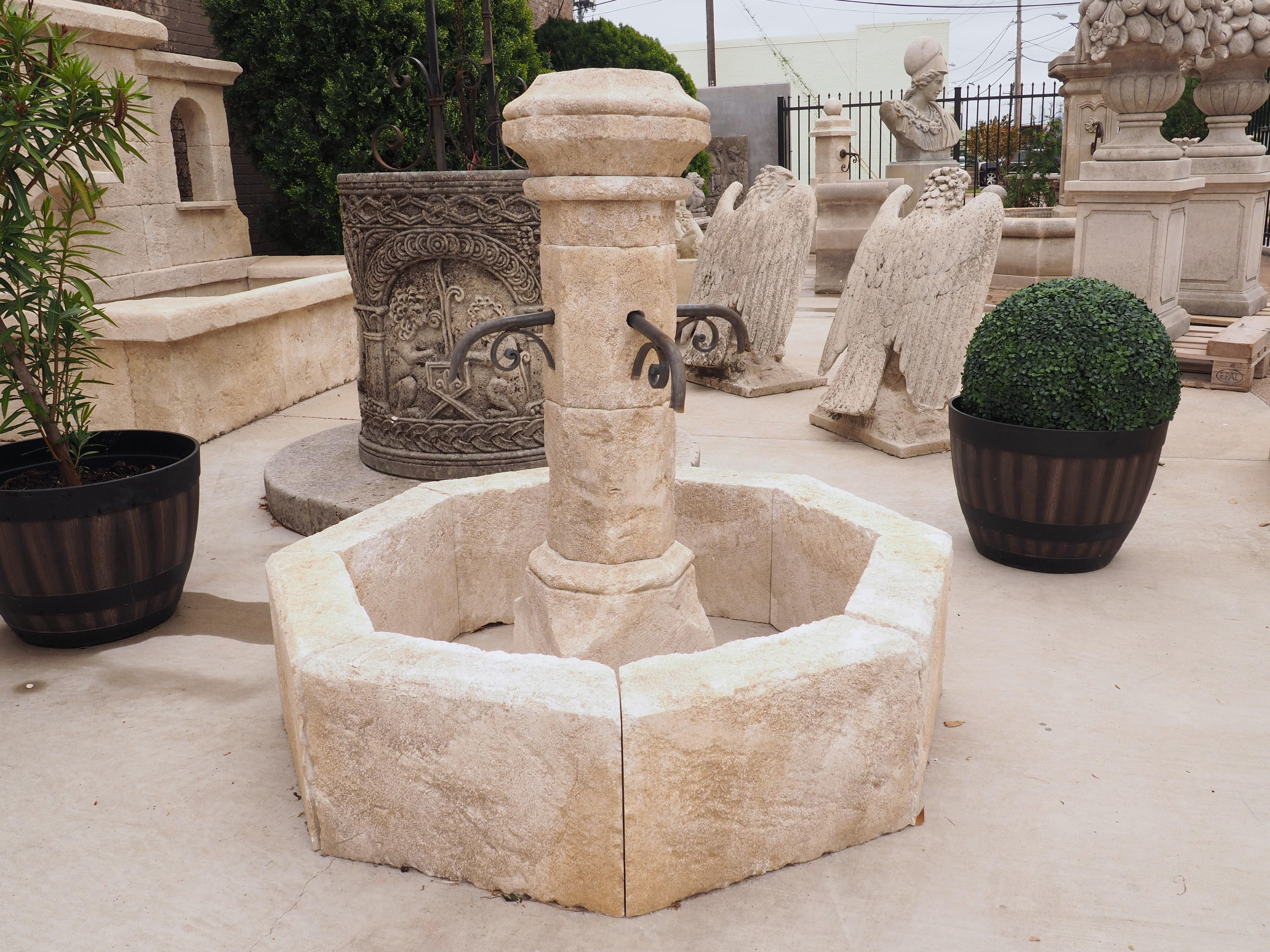 Small Limestone Center Village Fountain from Provence, France 2