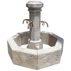 Small Limestone Center Village Fountain from Provence, France