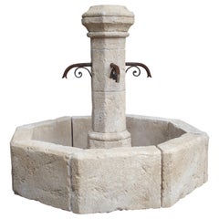 Small Limestone Center Village Fountain from Provence, France