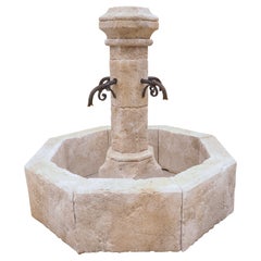 Small Limestone Center Village Fountain from Provence, France