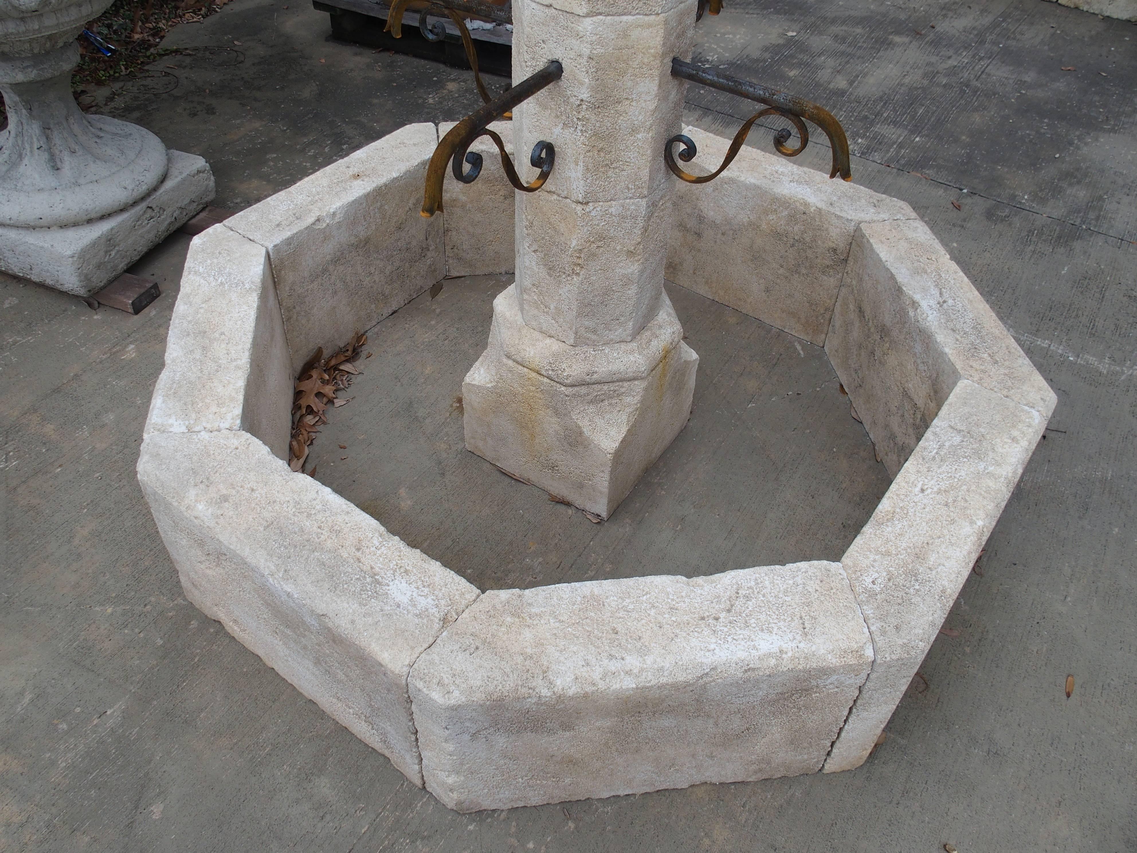 Small Limestone Center Village Fountain from Provence, France 4