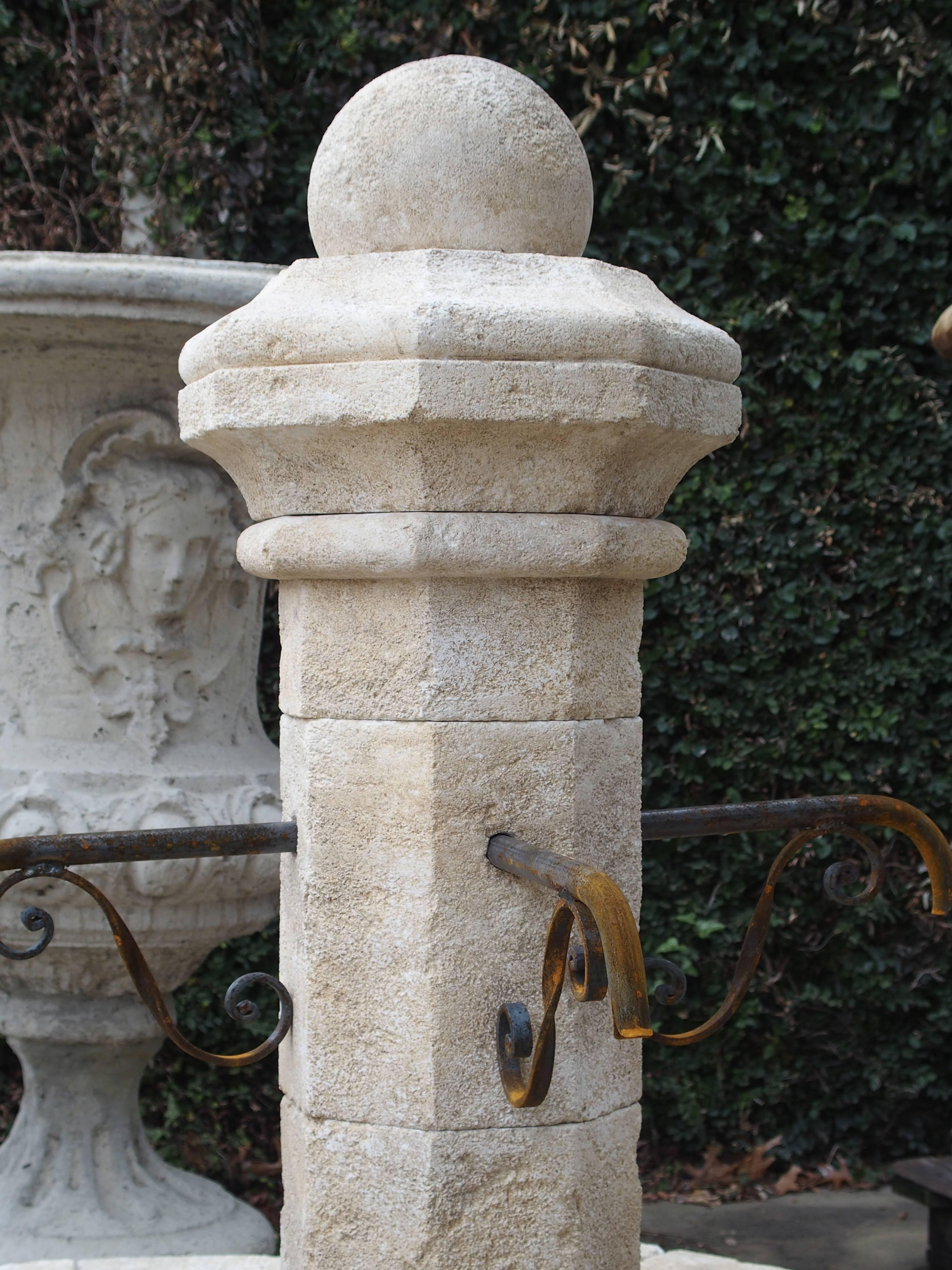 Small Limestone Center Village Fountain from Provence, France In Good Condition In Dallas, TX