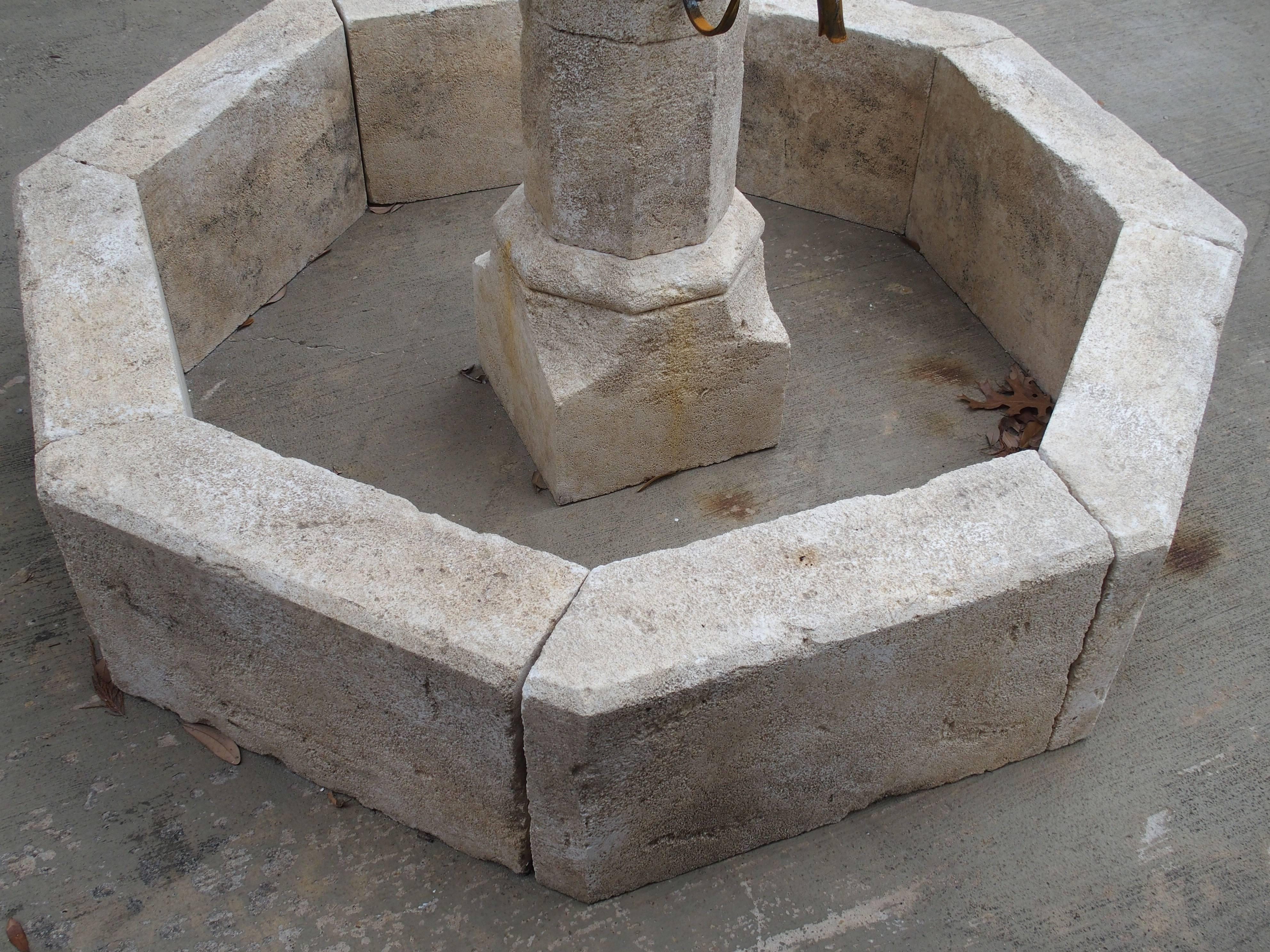 Small Limestone Center Village Fountain from Provence, France 2