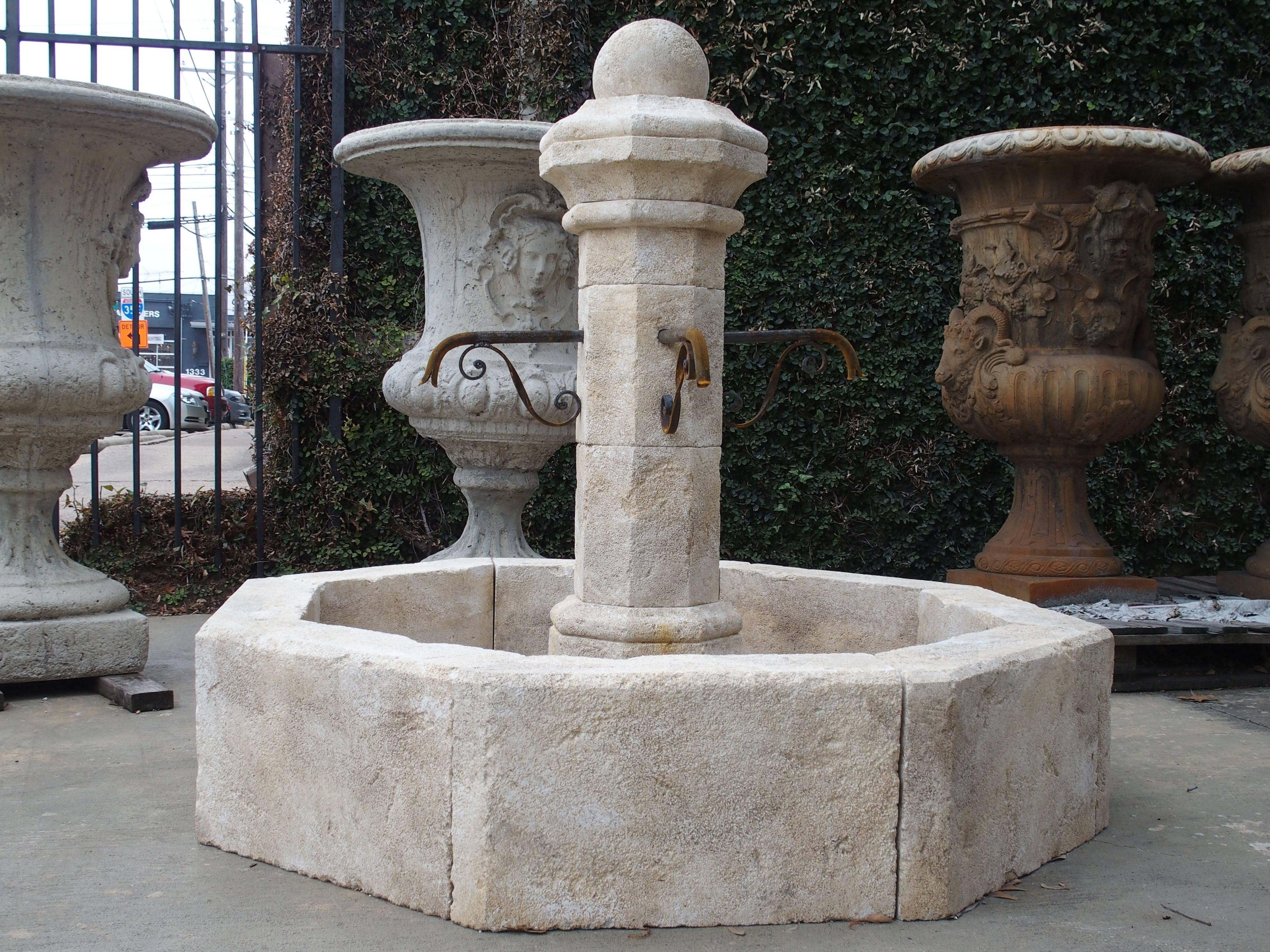 Small Limestone Center Village Fountain from Provence, France 3
