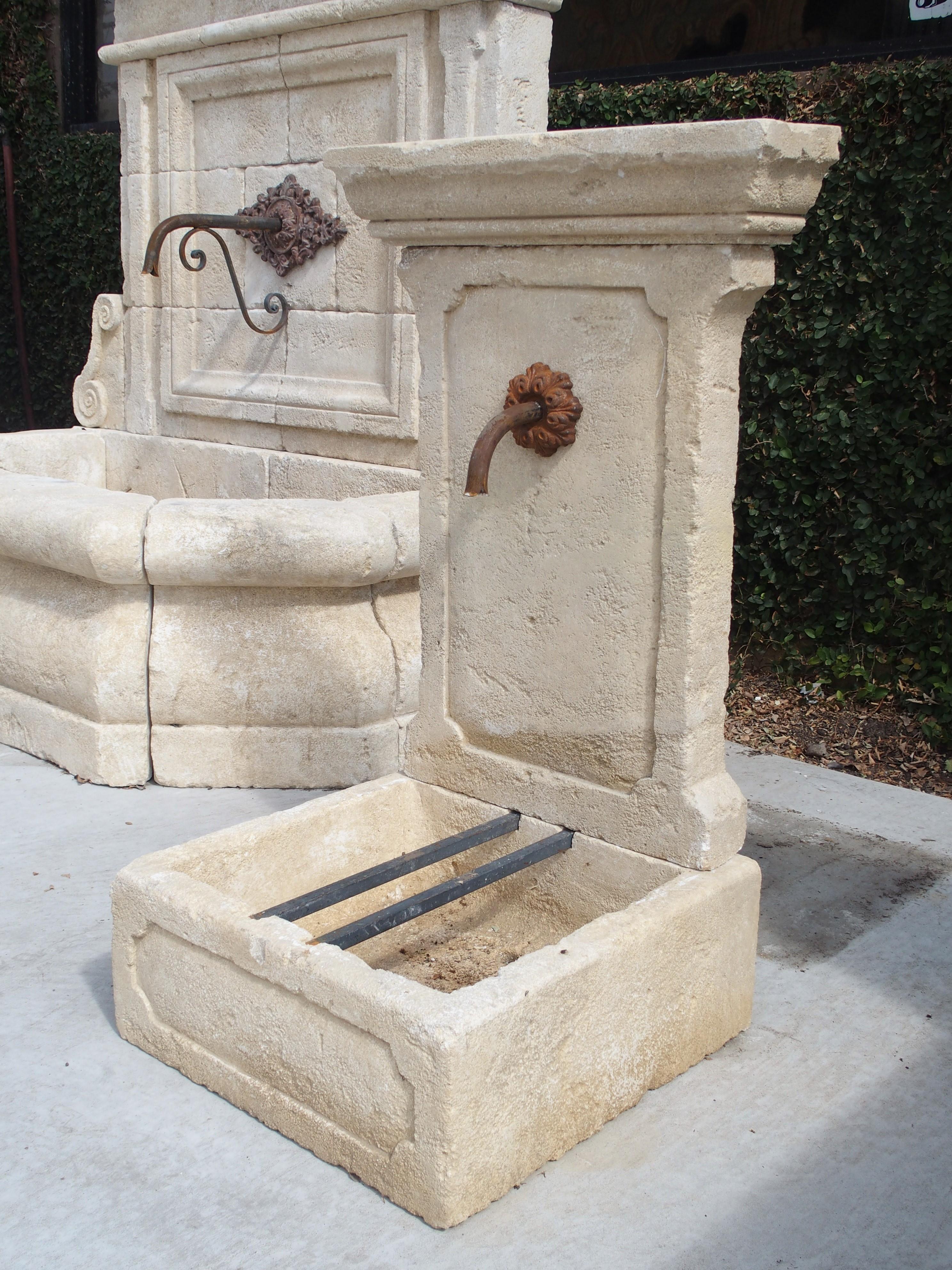 Iron Small Limestone Wall Fountain from Provence, France