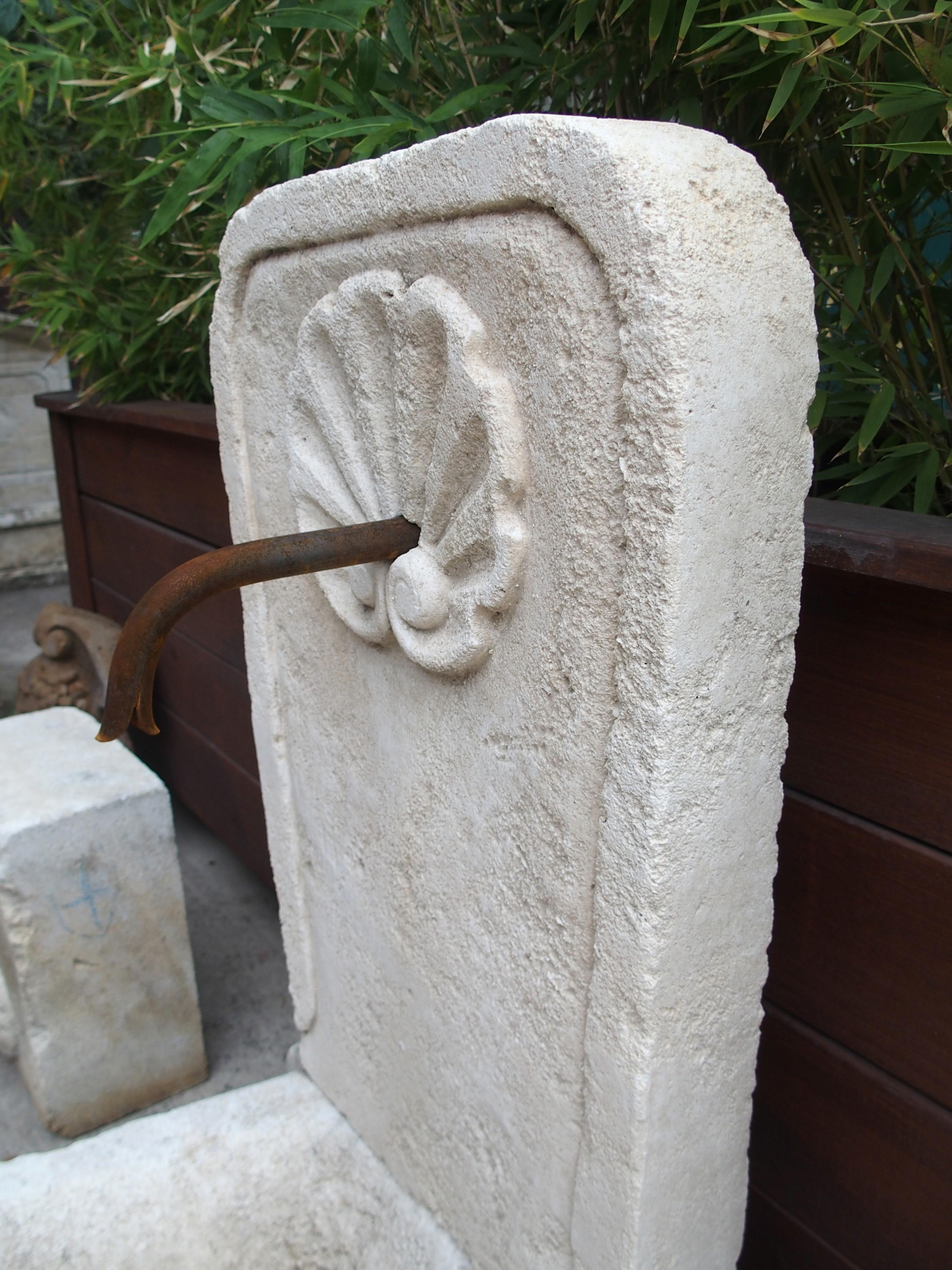 Hand-Carved Small Limestone Wall Fountain, 
