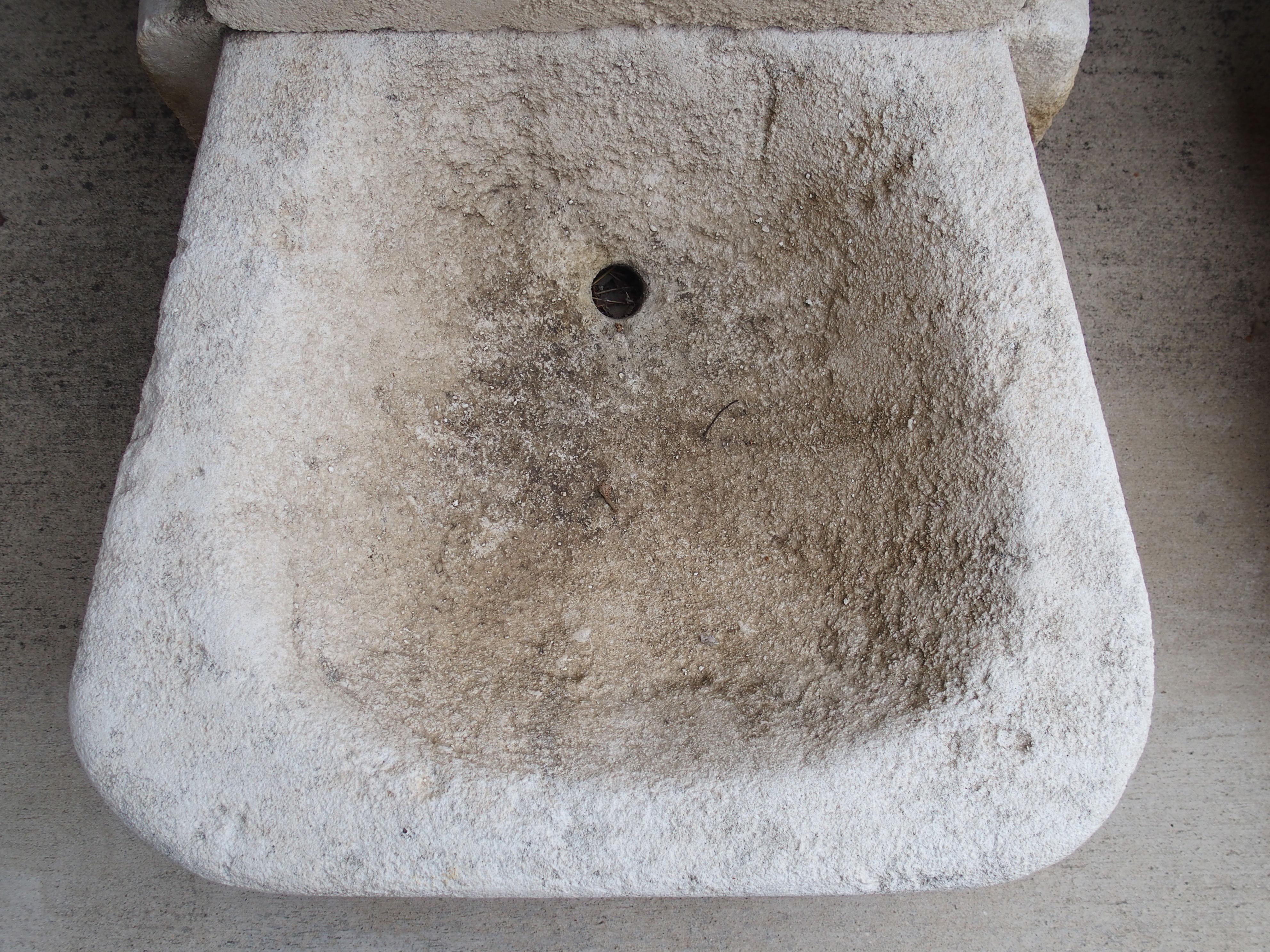 Contemporary Small Limestone Wall Fountain, 