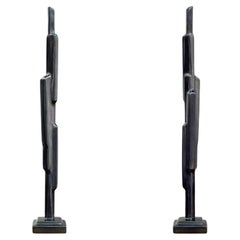 Contemporary Black Plaster Small 'Linea' Sculpture, In Stock