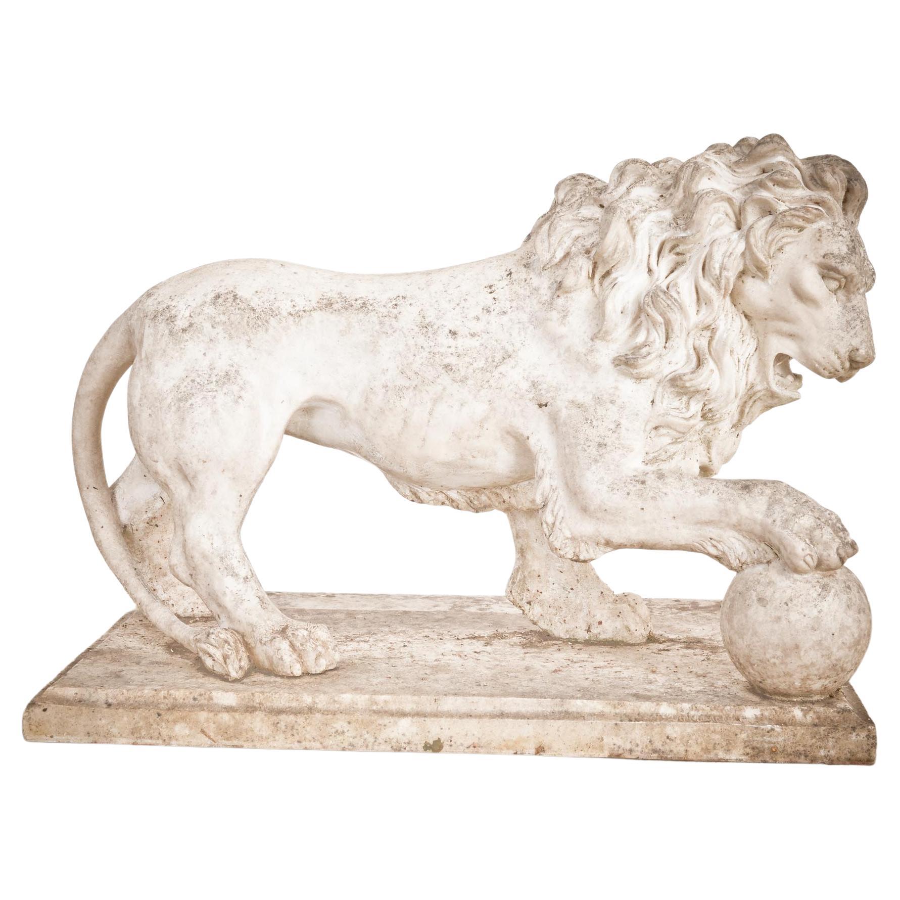 Midcentury Solid Bronze Lion Statue at 1stDibs