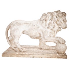 Antique Small Lion Resin Statue
