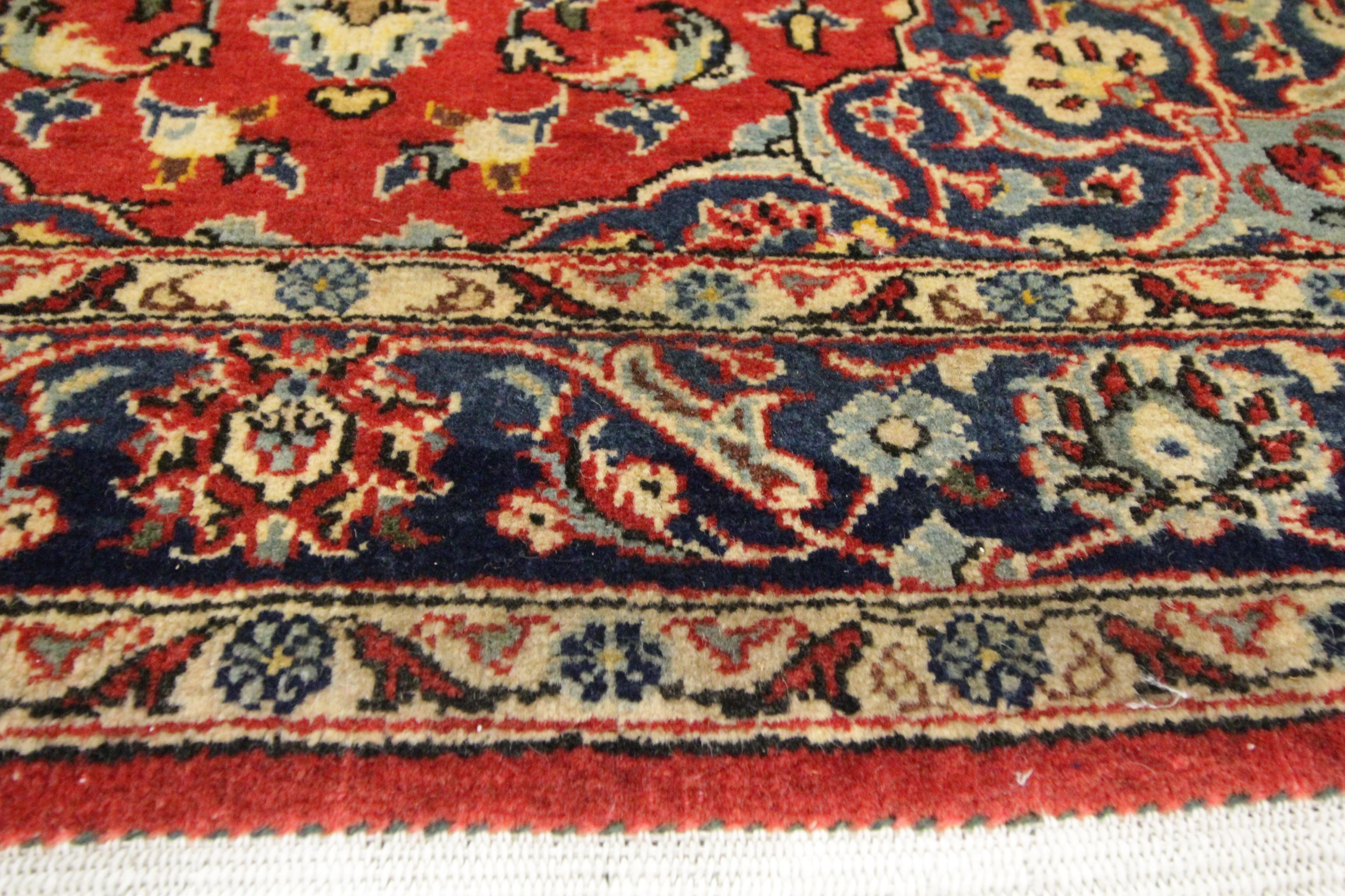 Hand-Knotted Small Living Area Rug Handwoven Red Oriental Wool Carpet Traditional For Sale
